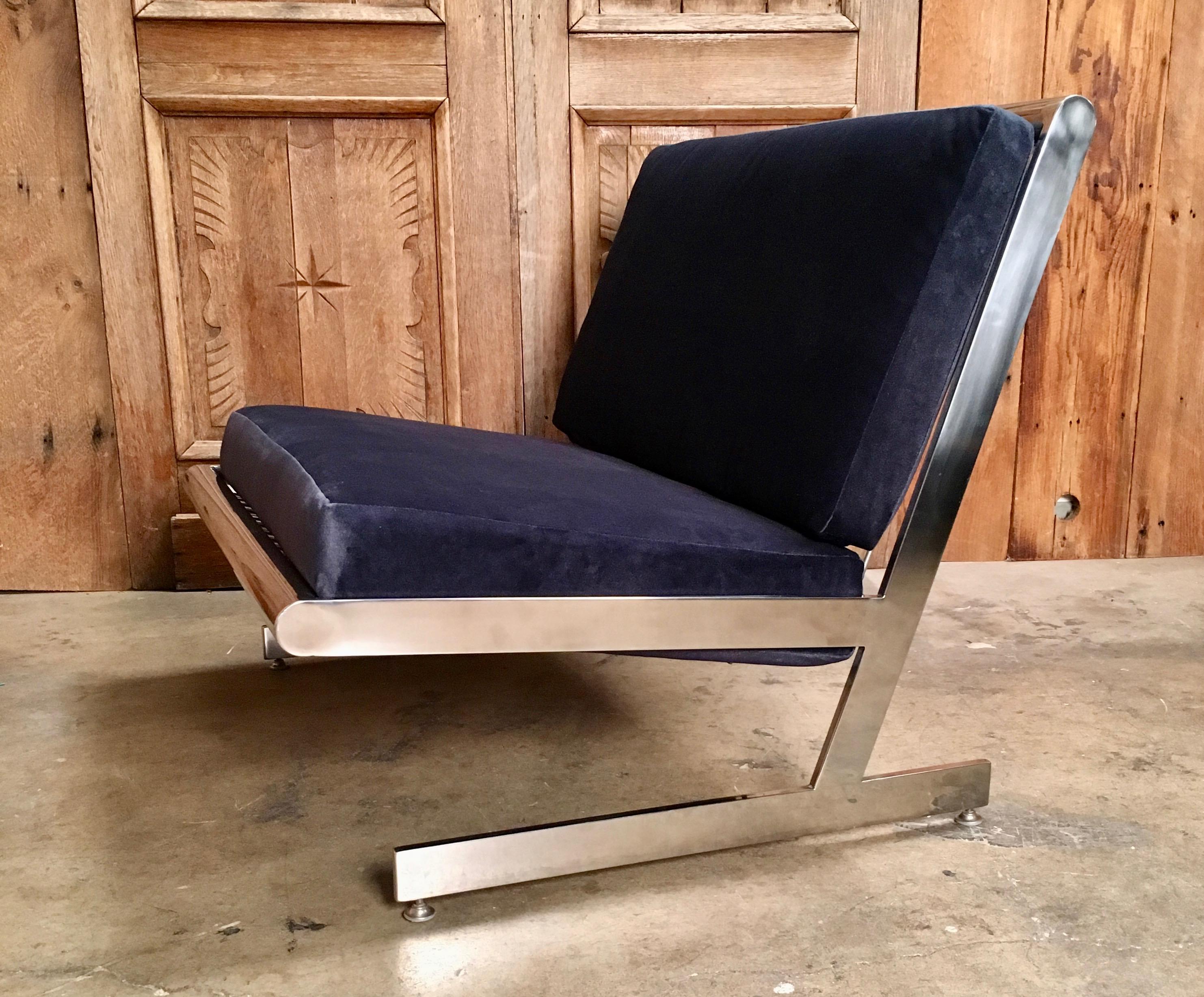 Stainless Steel Cantilevered Lounge Chair 1