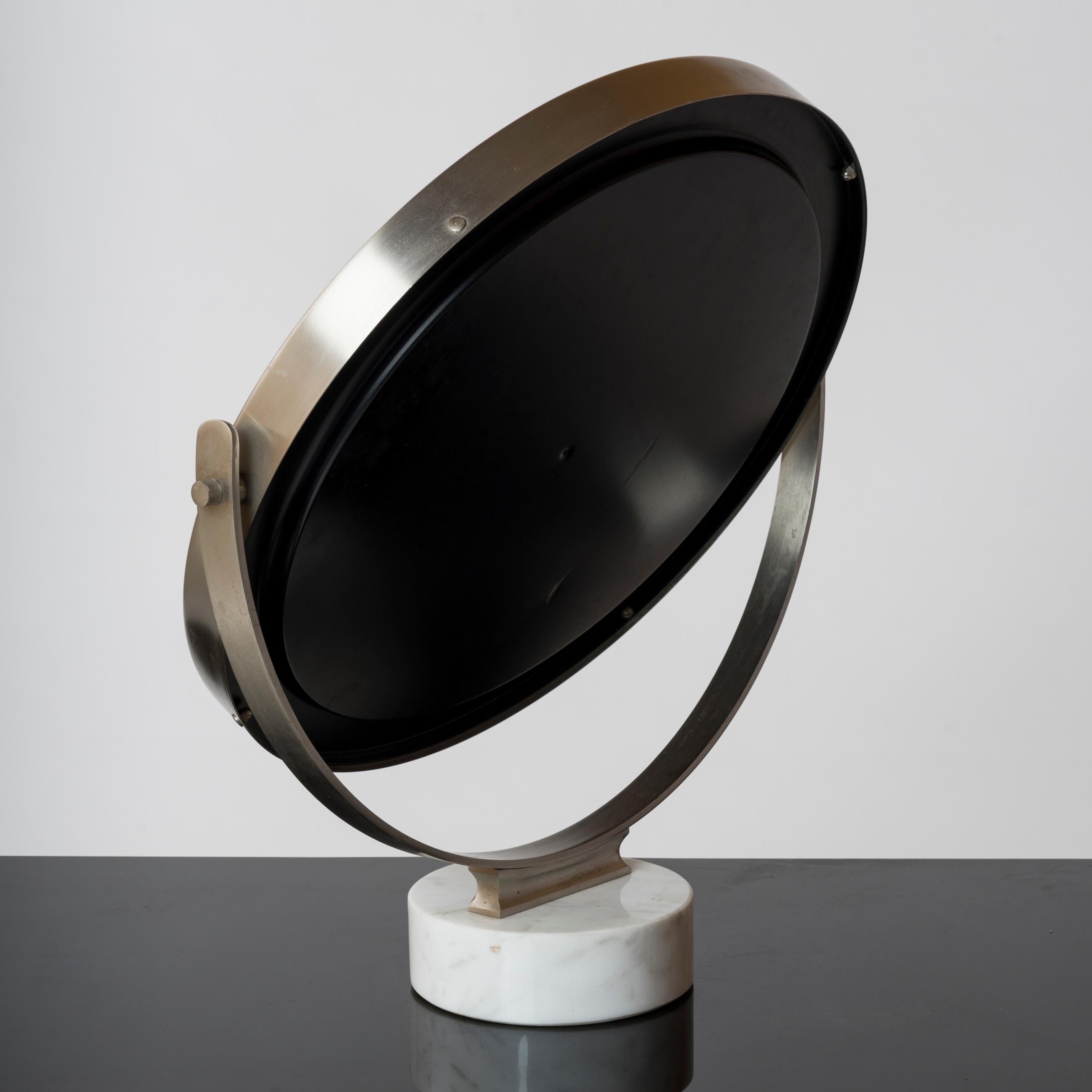 Stainless Steel & Carrara Marble Table Mirror by Sergio Mazza - Italy 1970s In Good Condition For Sale In New York, NY