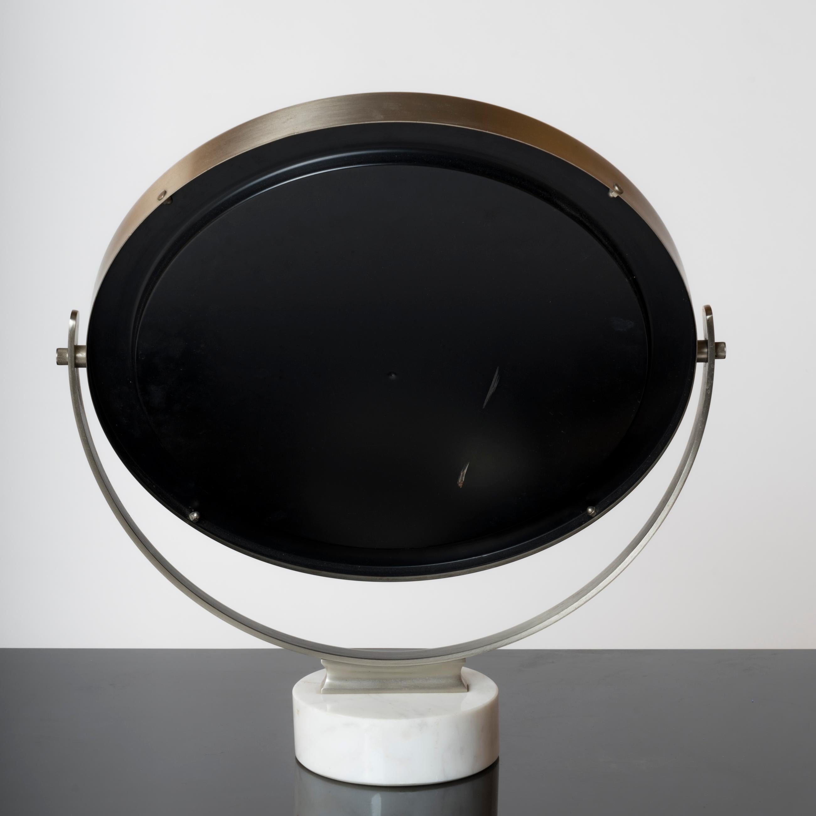 Stainless Steel & Carrara Marble Table Mirror by Sergio Mazza - Italy 1970s For Sale 1