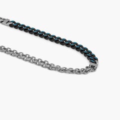 Stainless Steel Catena Multi Necklace with Blue Enamel