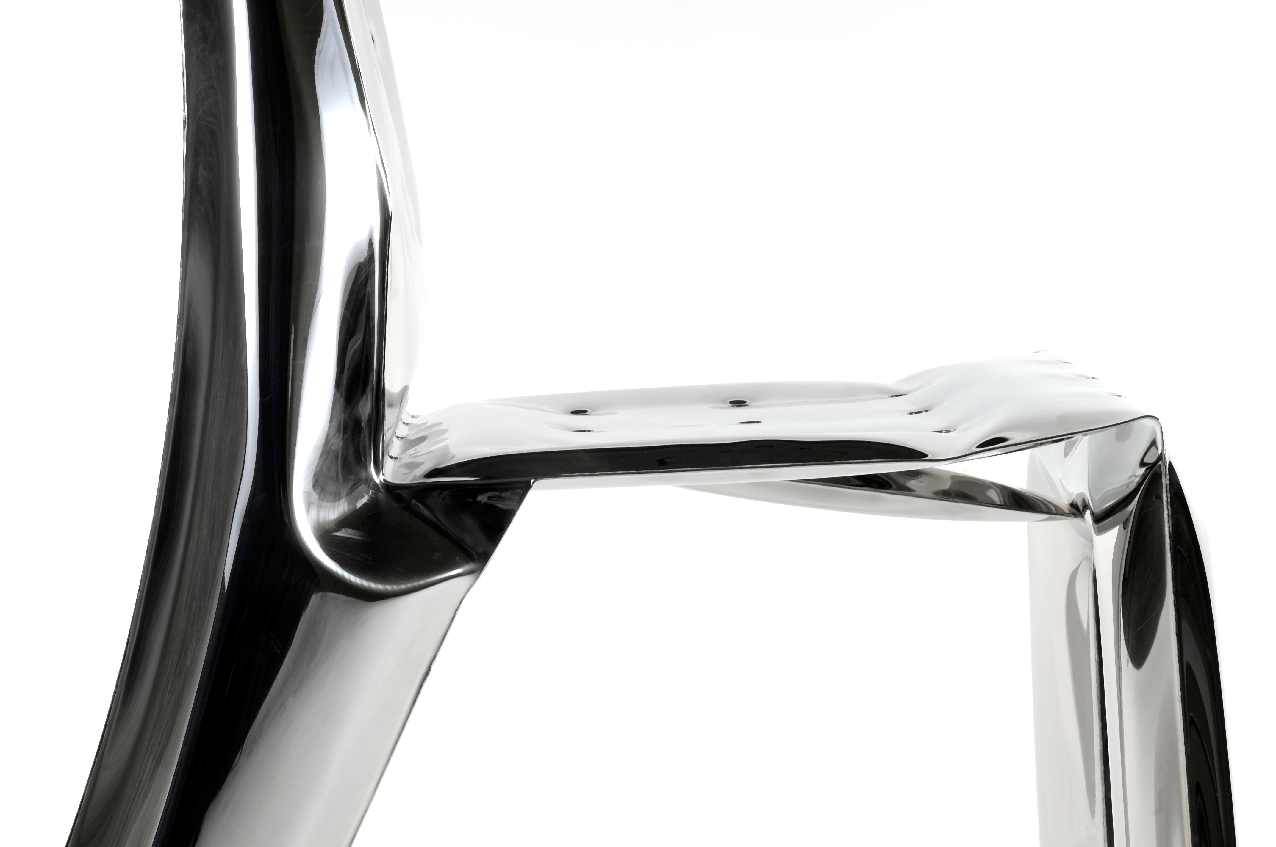 Polished Stainless Steel Chippensteel 0.5 Sculptural Chair by Zieta For Sale