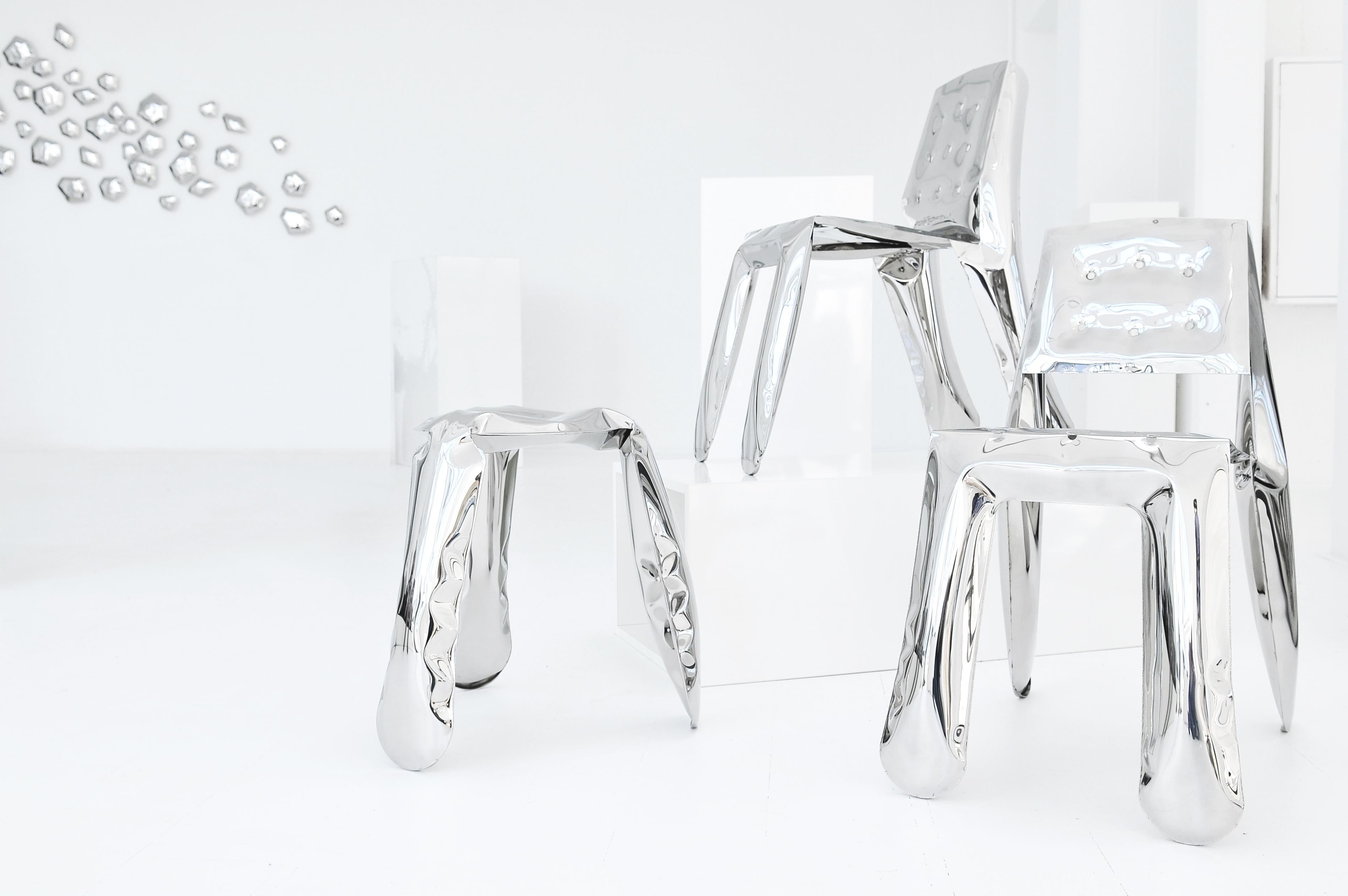 Edelstahl Chippensteel 0.5 Skulpturaler Stuhl von Zieta im Angebot 2