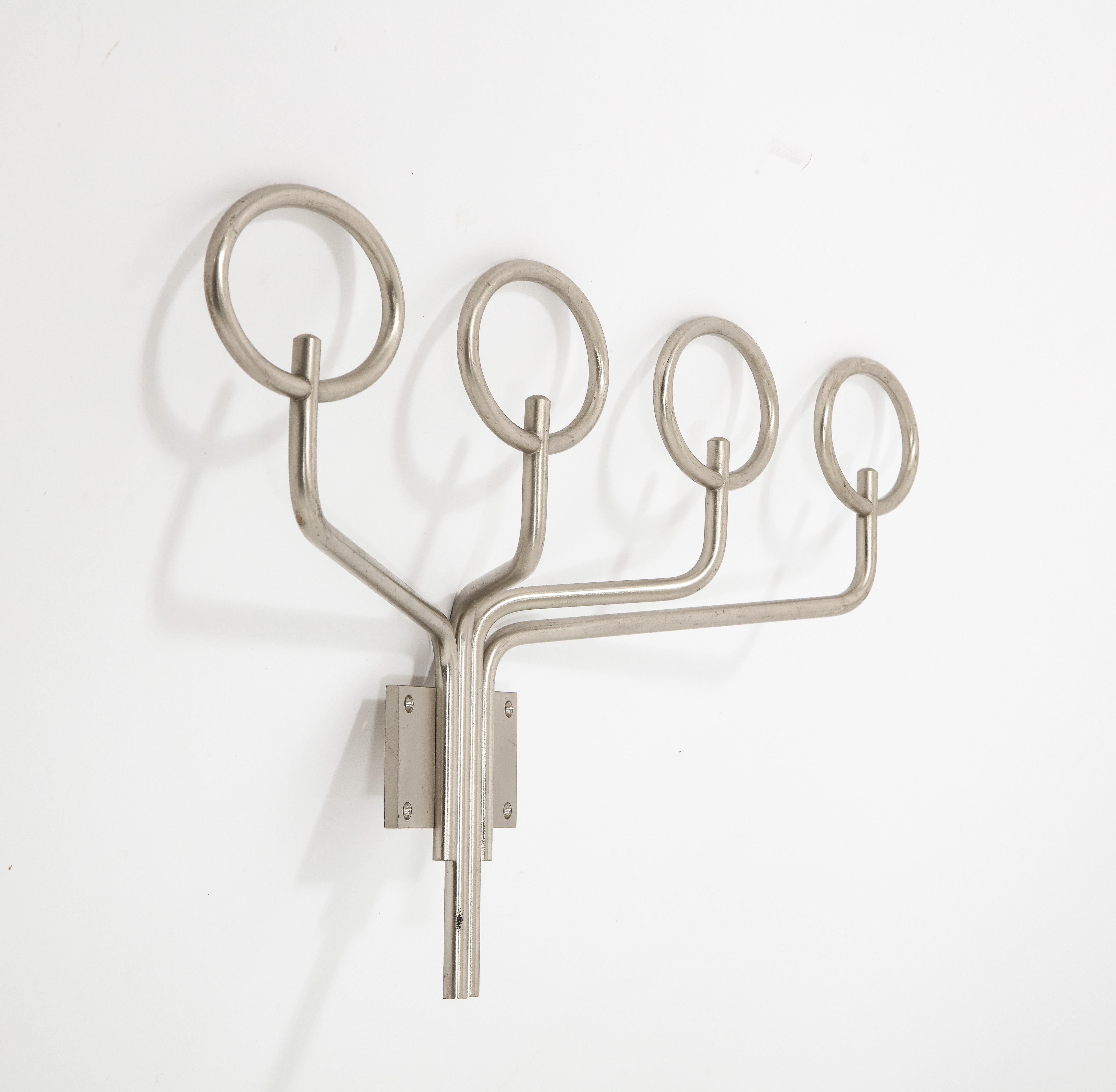 Pair of Stainless Steel Coat Hooks or Racks, France 1970's For Sale 4