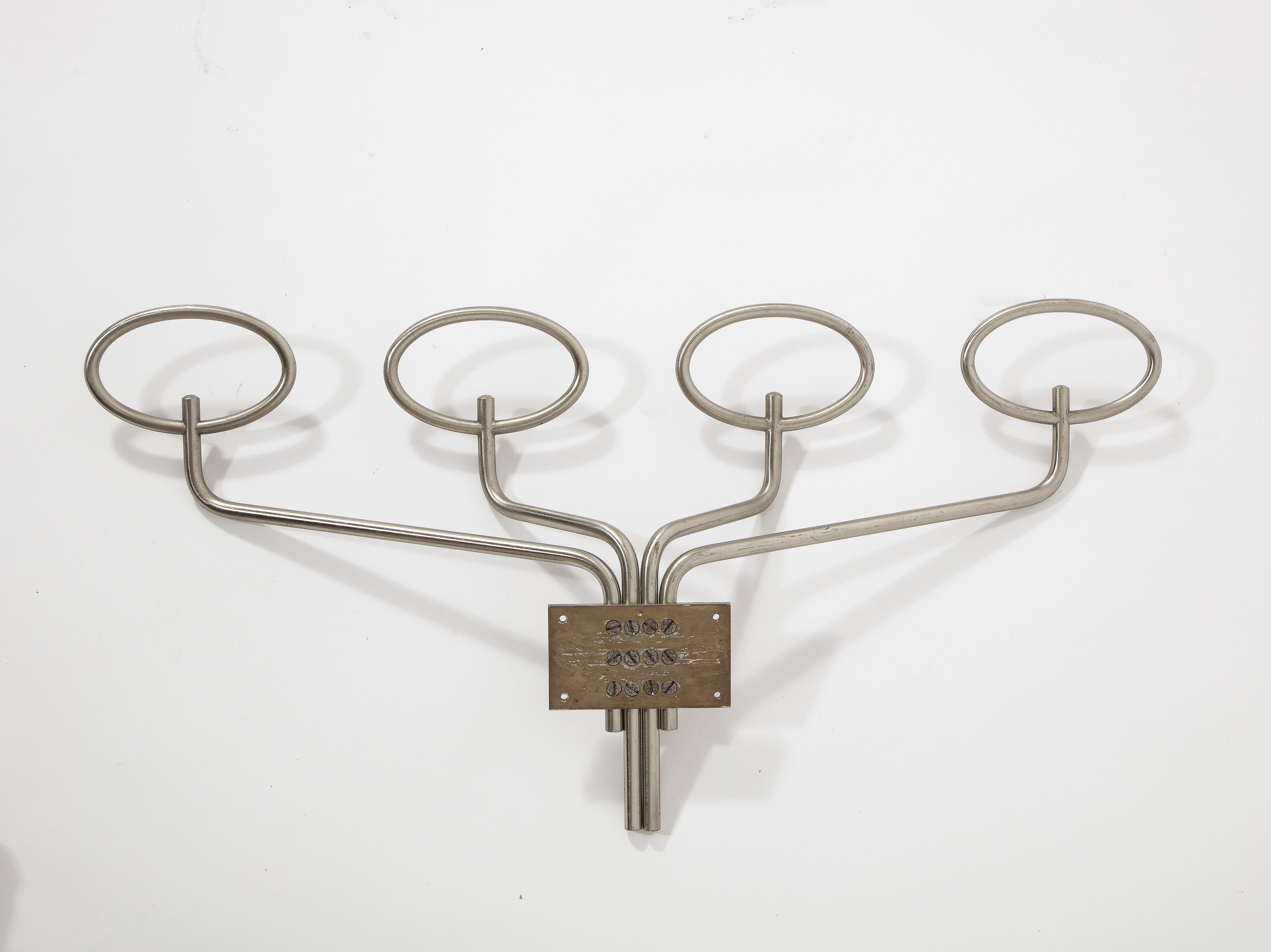 Pair of Stainless Steel Coat Hooks or Racks, France 1970's For Sale 5