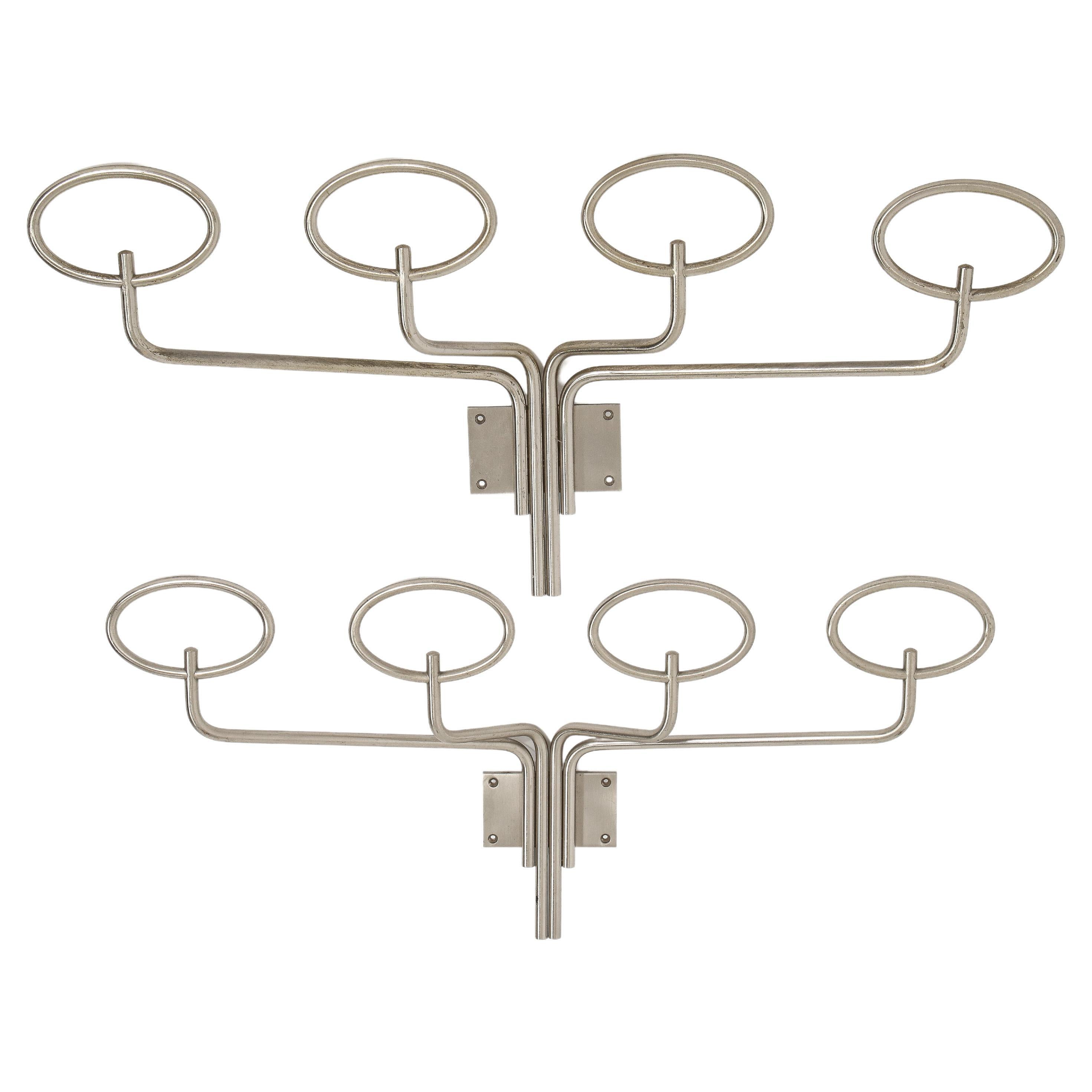 Pair of Stainless Steel Coat Hooks or Racks, France 1970's