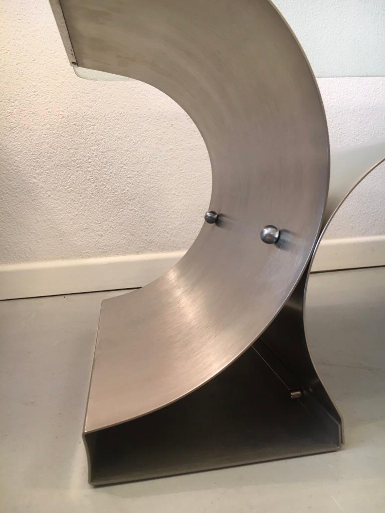 Stainless Steel Coffee Table by François Monnet produced by Kappa, France 1970's In Good Condition For Sale In Geneva, CH