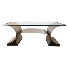 Stainless Steel Coffee Table by François Monnet produced by Kappa, France 1970's