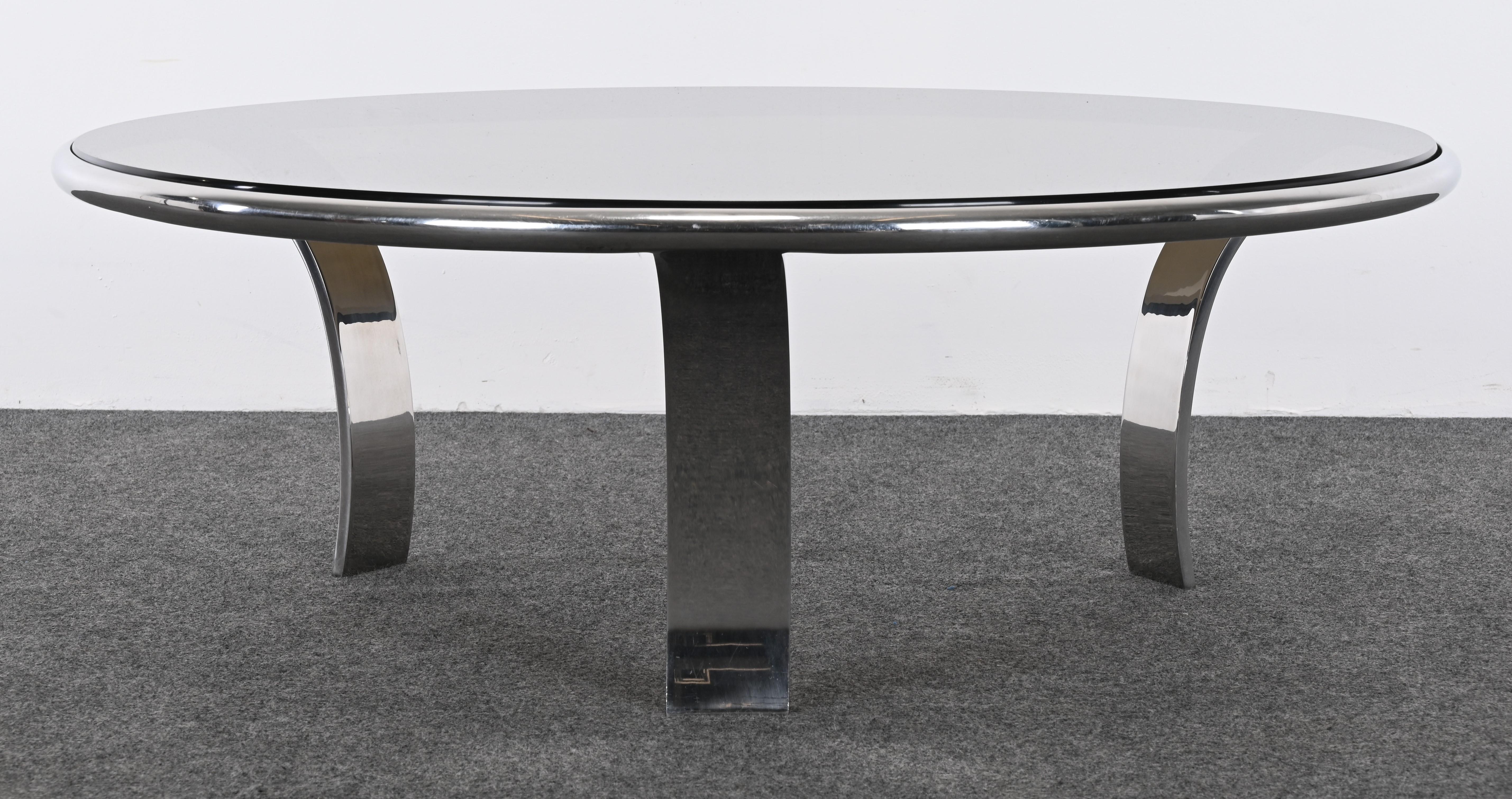 American Stainless Steel Coffee Table by Steelcase Designed by Gardner Leaver, 1970s For Sale