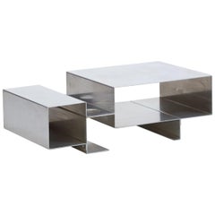 Stainless Steel Coffee Table, Francois Monnet Style, circa 1970