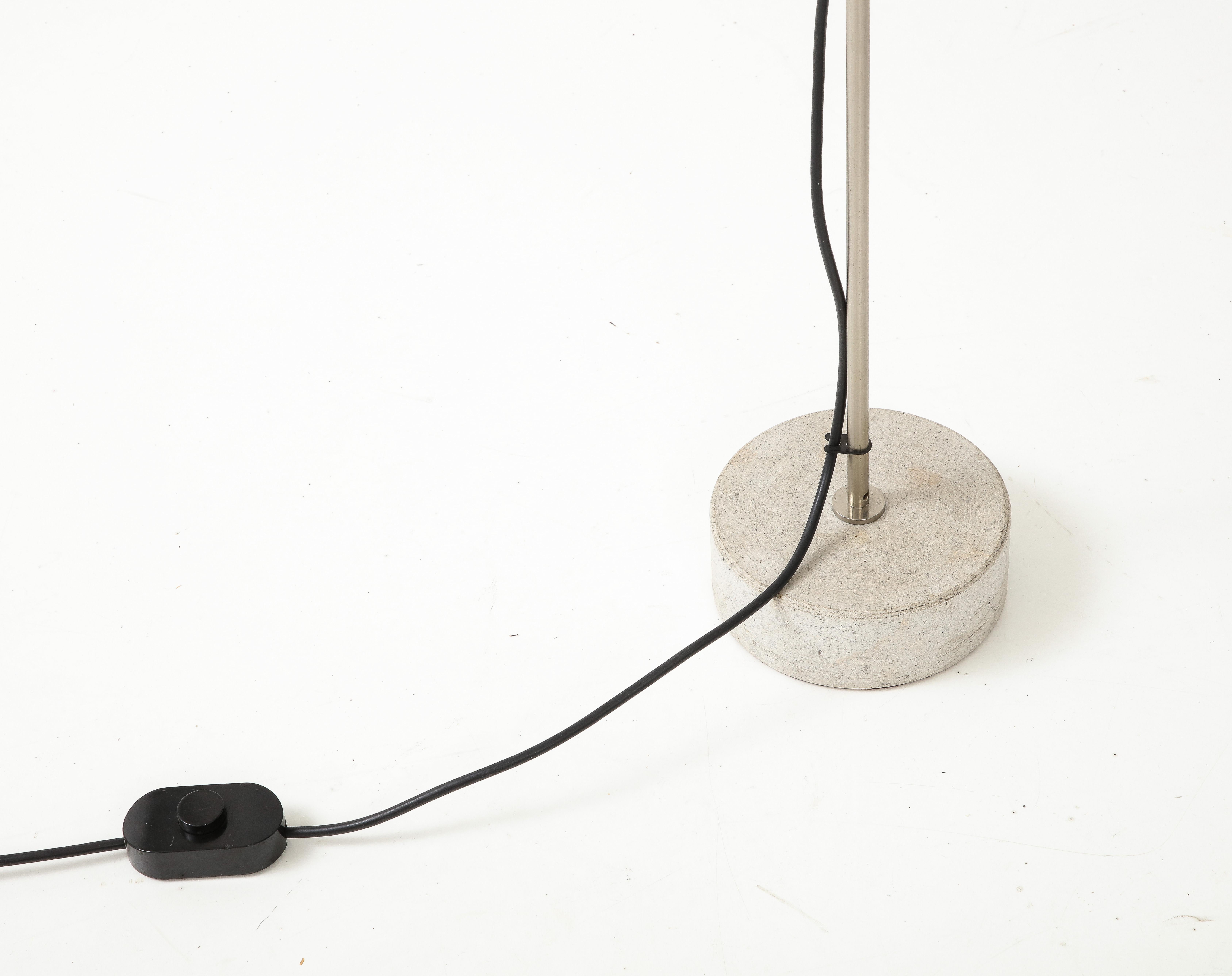 Stainless Steel & Concrete Base Floor Lamp by Tito Agnoli f. Oluce - Italy 1960s 5