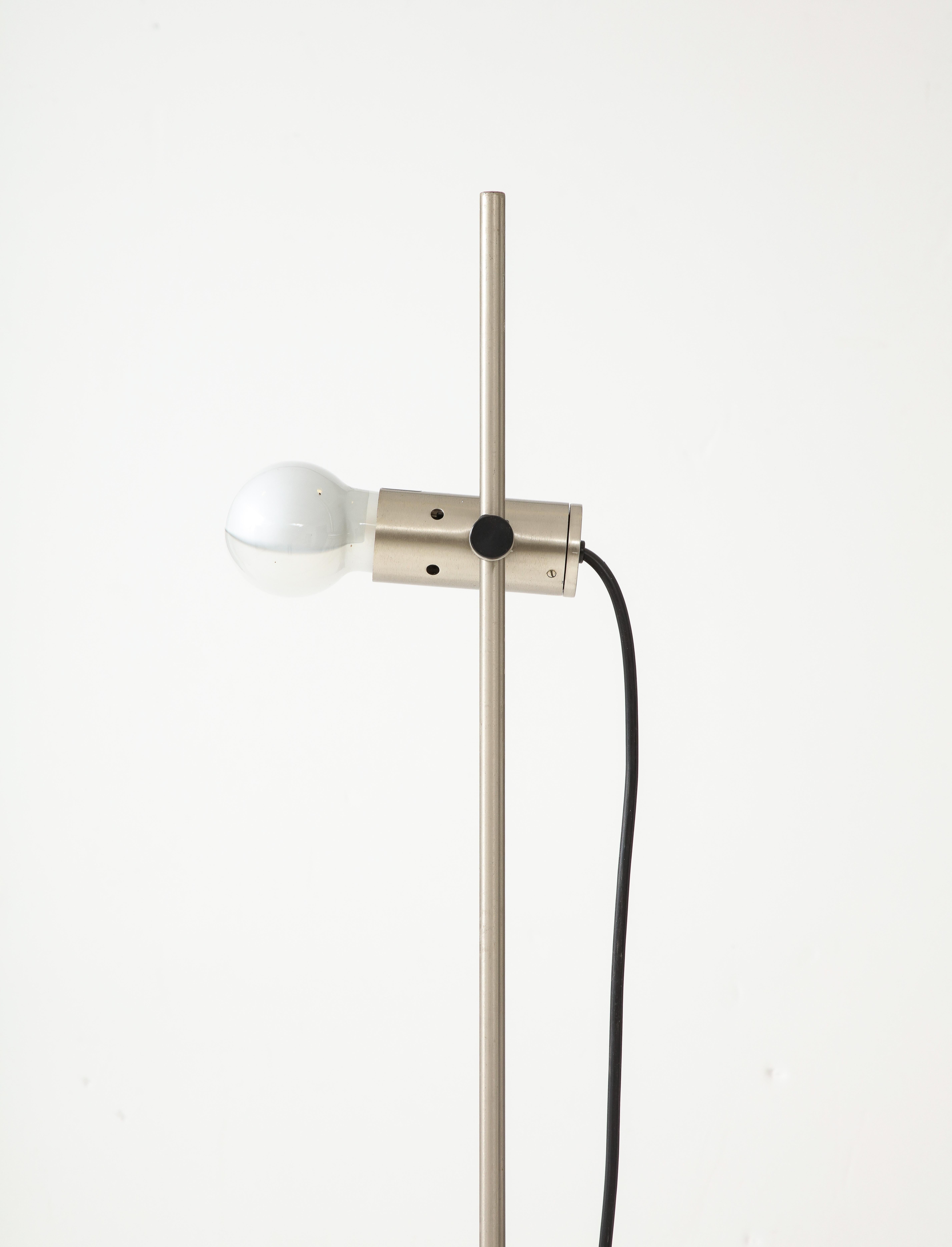 Stainless Steel & Concrete Base Floor Lamp by Tito Agnoli f. Oluce - Italy 1960s 6