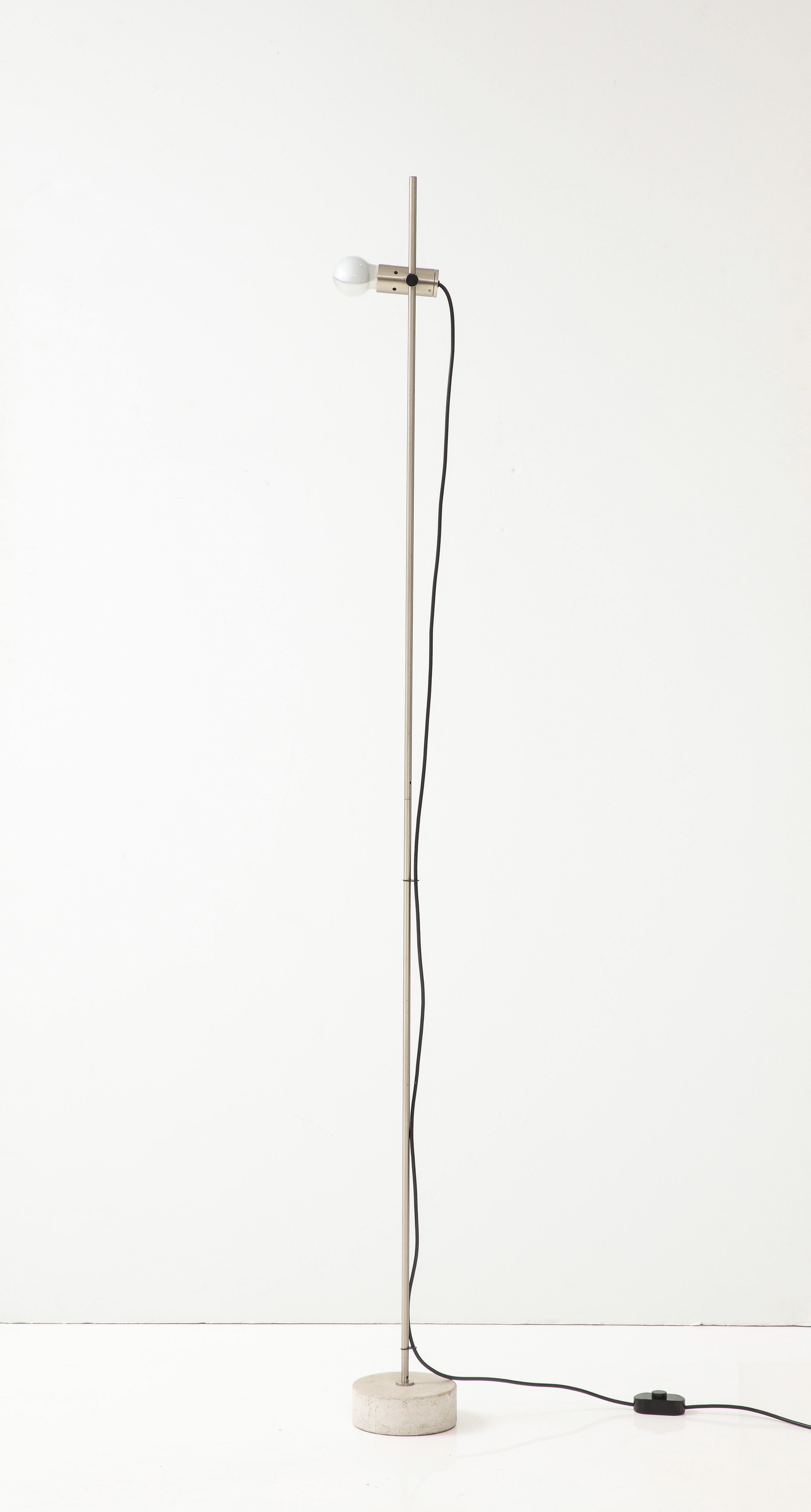 Mid-20th Century Stainless Steel & Concrete Base Floor Lamp by Tito Agnoli f. Oluce - Italy 1960s