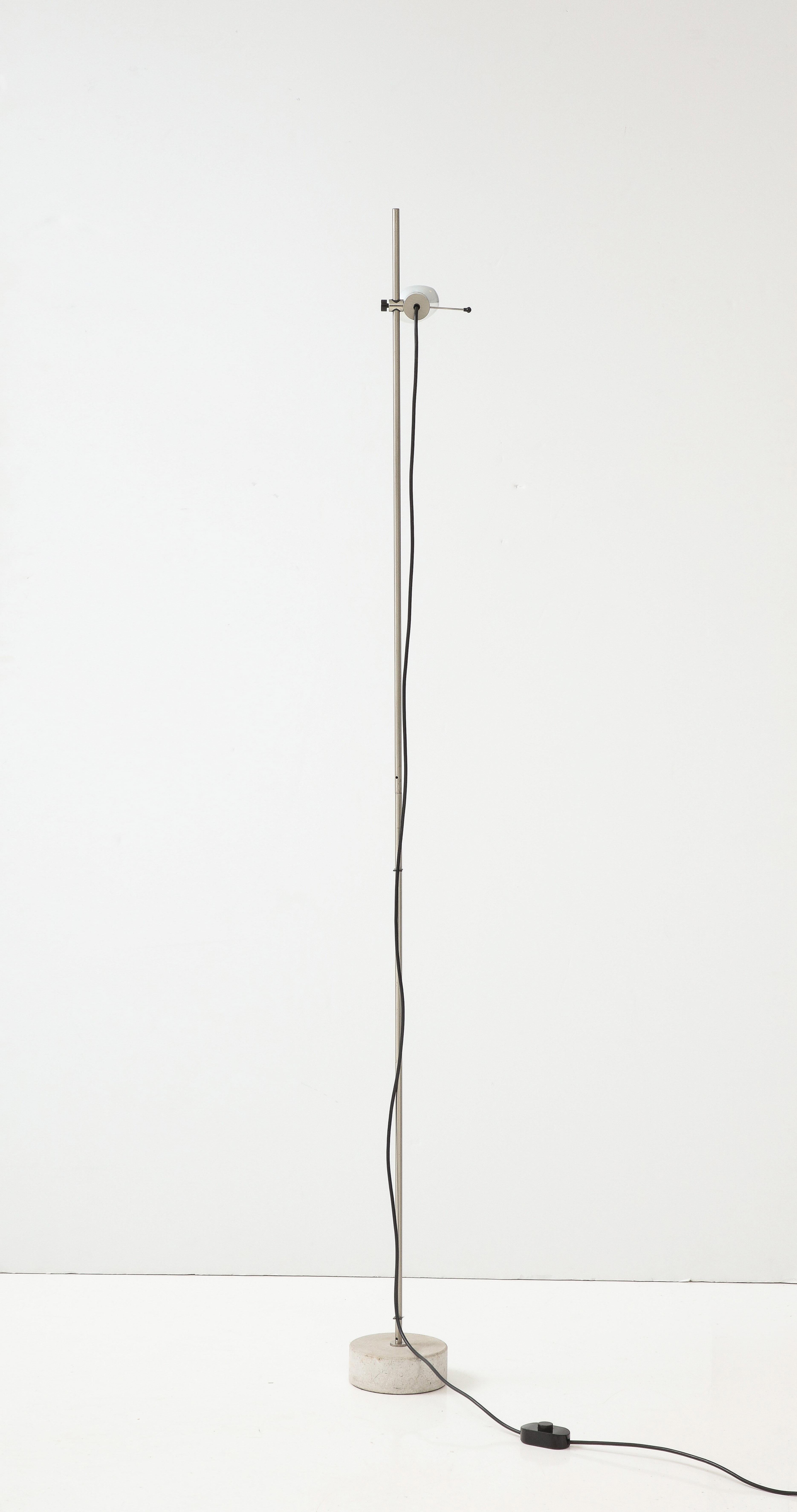 Stainless Steel & Concrete Base Floor Lamp by Tito Agnoli f. Oluce - Italy 1960s 1
