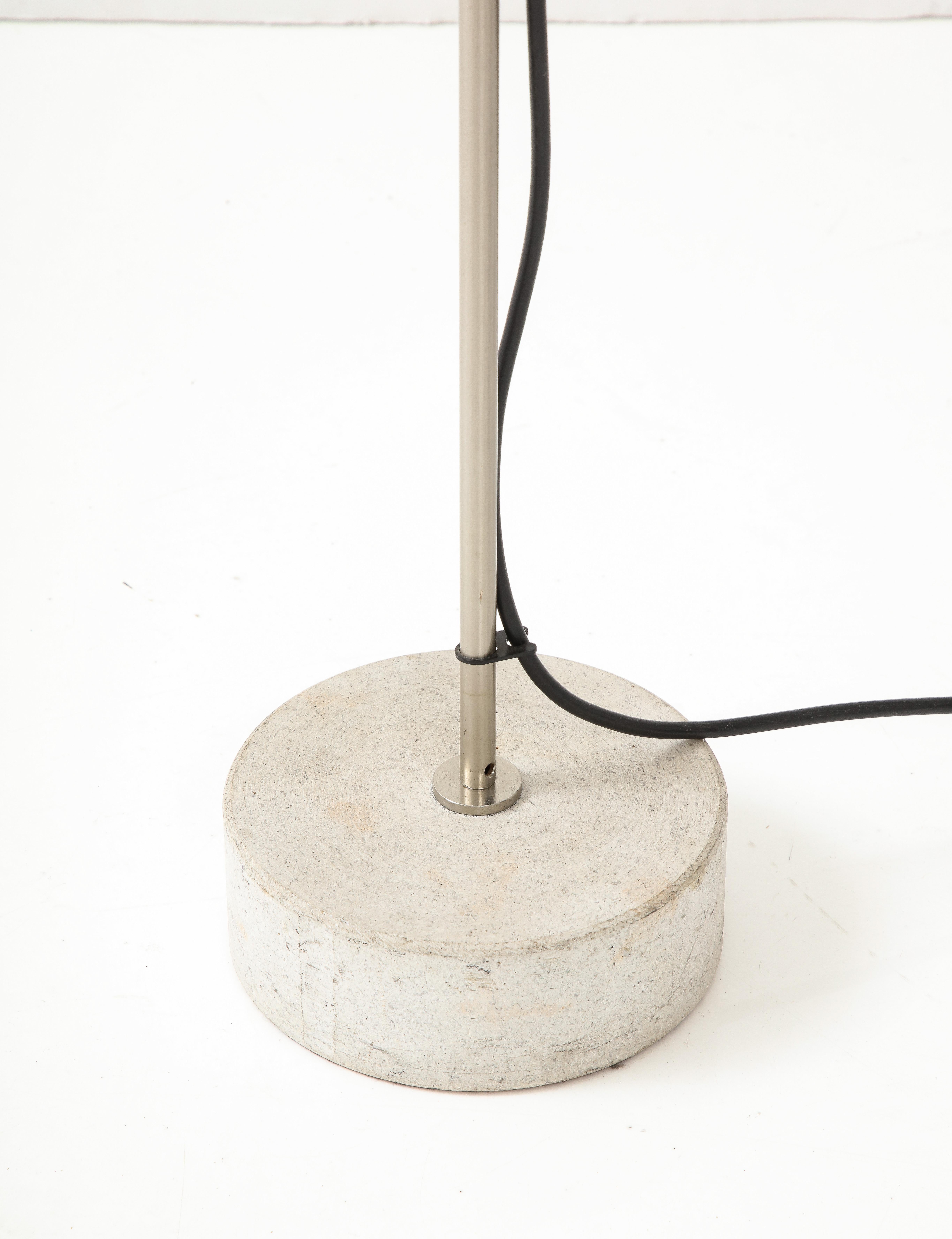Stainless Steel & Concrete Base Floor Lamp by Tito Agnoli f. Oluce - Italy 1960s 2