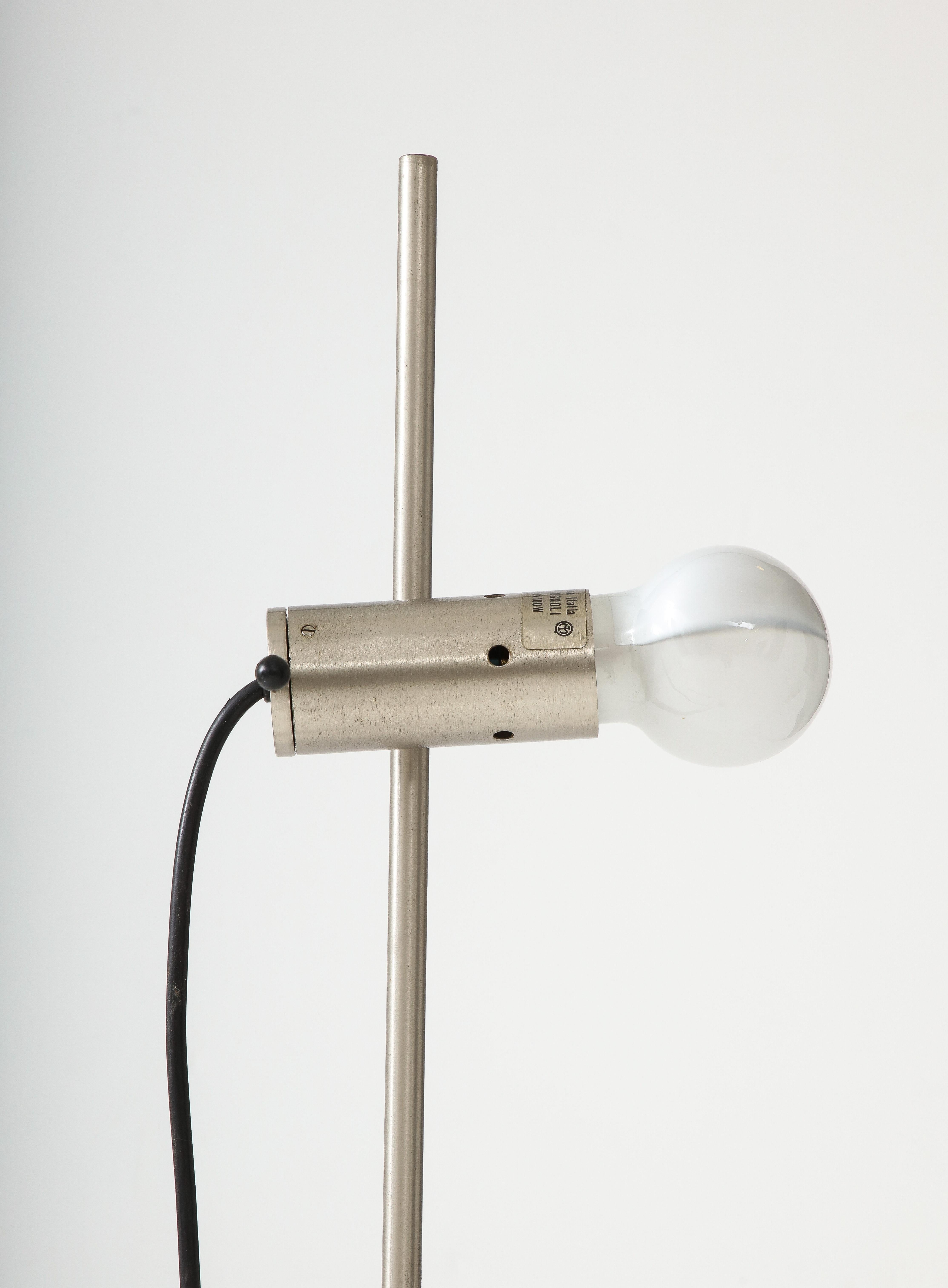 Stainless Steel & Concrete Base Floor Lamp by Tito Agnoli f. Oluce - Italy 1960s 3