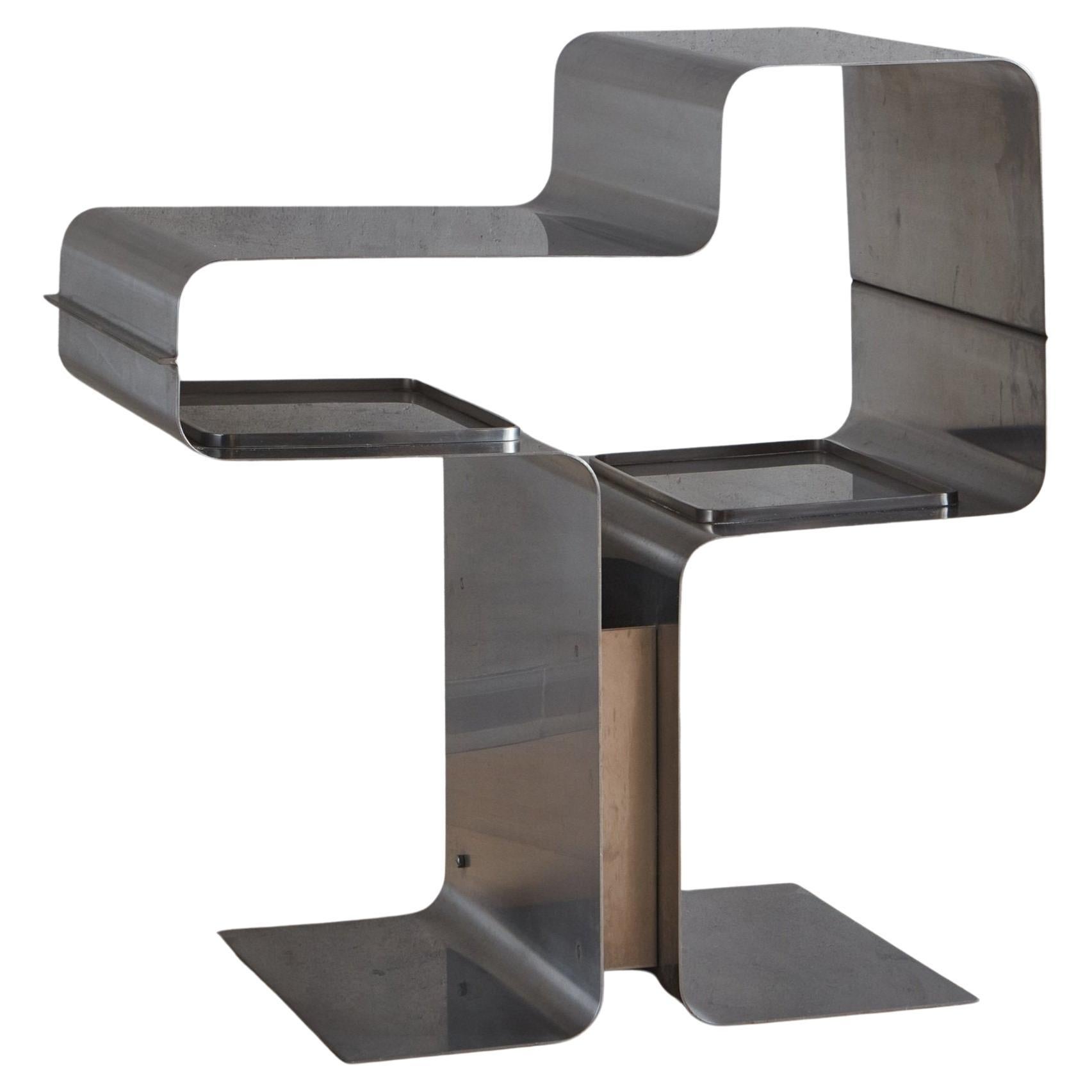 Stainless Steel Console by François Monnet for Kappa, France 1970s For Sale