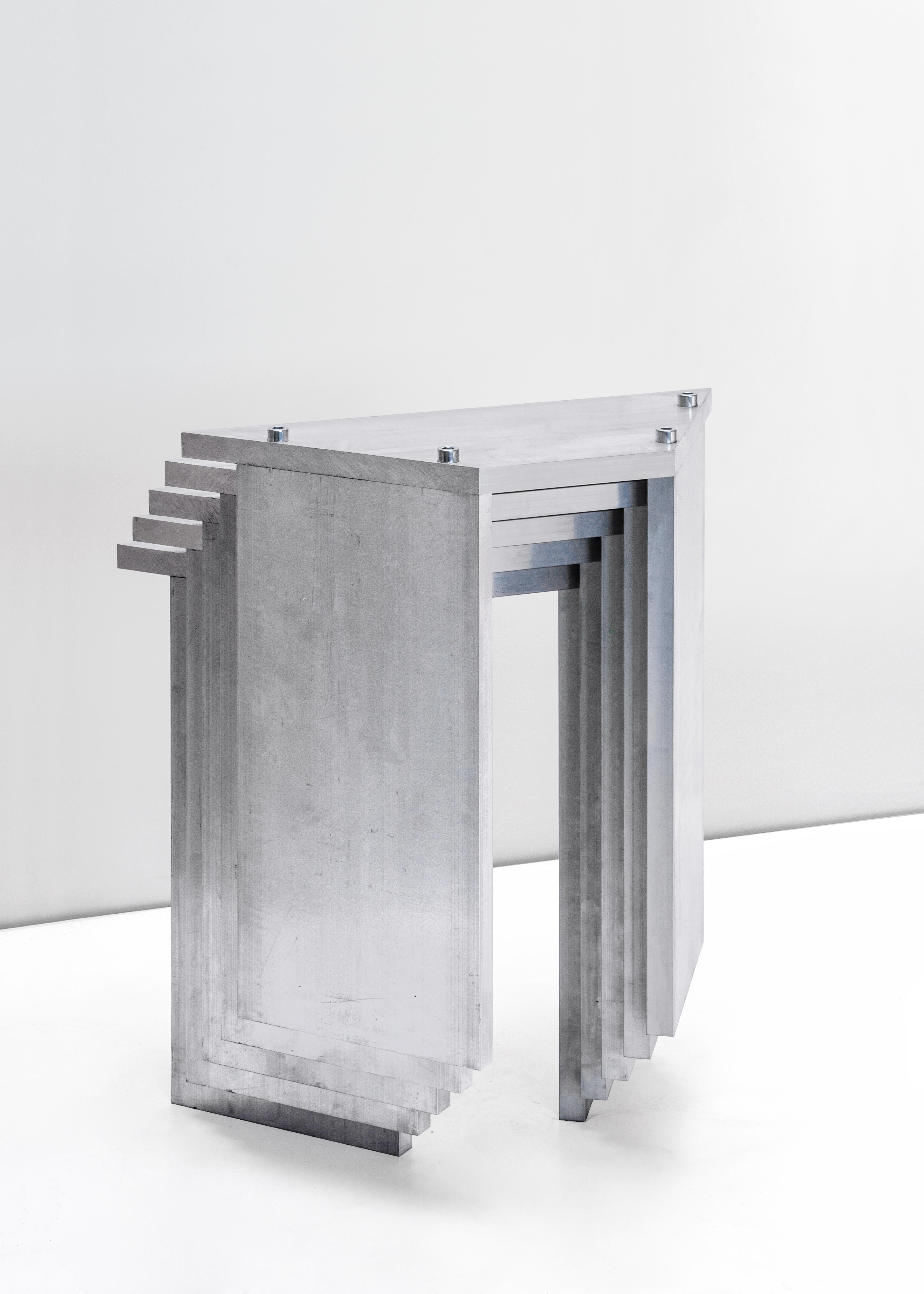 Stainless Steel Contemporary Stackable Stool by Johan Viladrich In New Condition In Geneve, CH