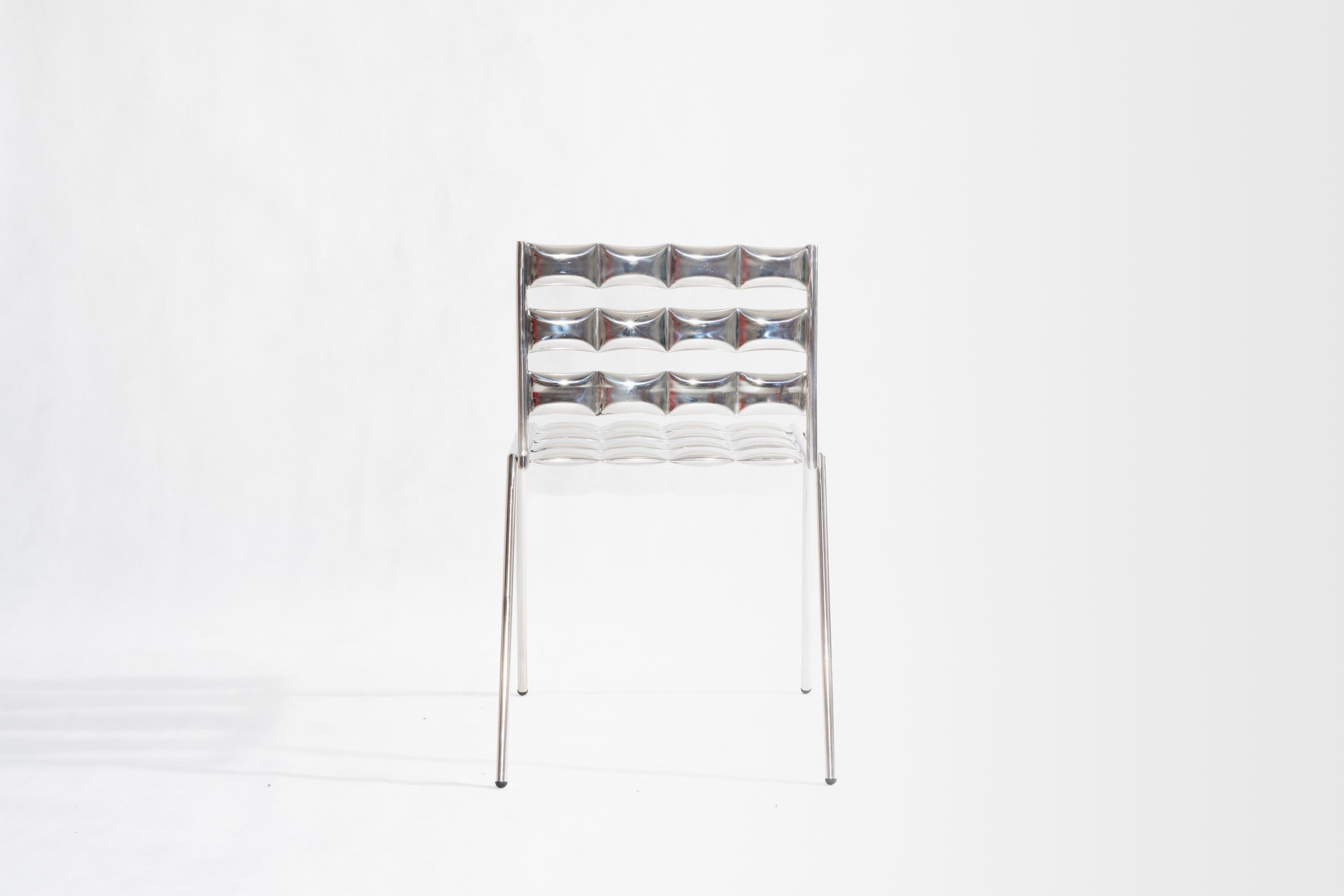 Post-Modern Stainless Steel Cosmic Chair by  Mati Sipiora For Sale