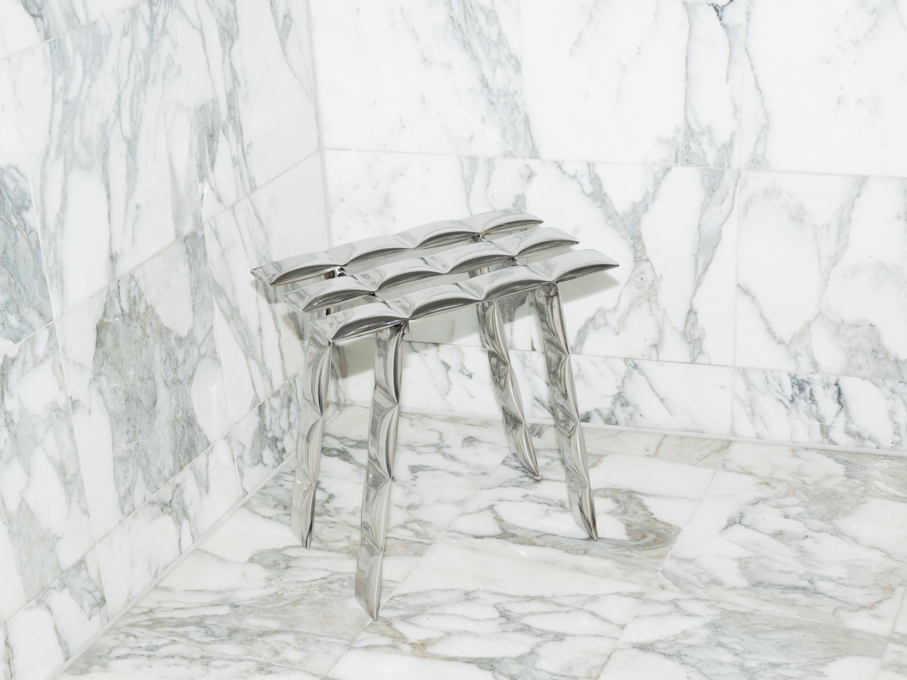 Stainless Steel Cosmic Stool by  Mati Sipiora In New Condition For Sale In Geneve, CH