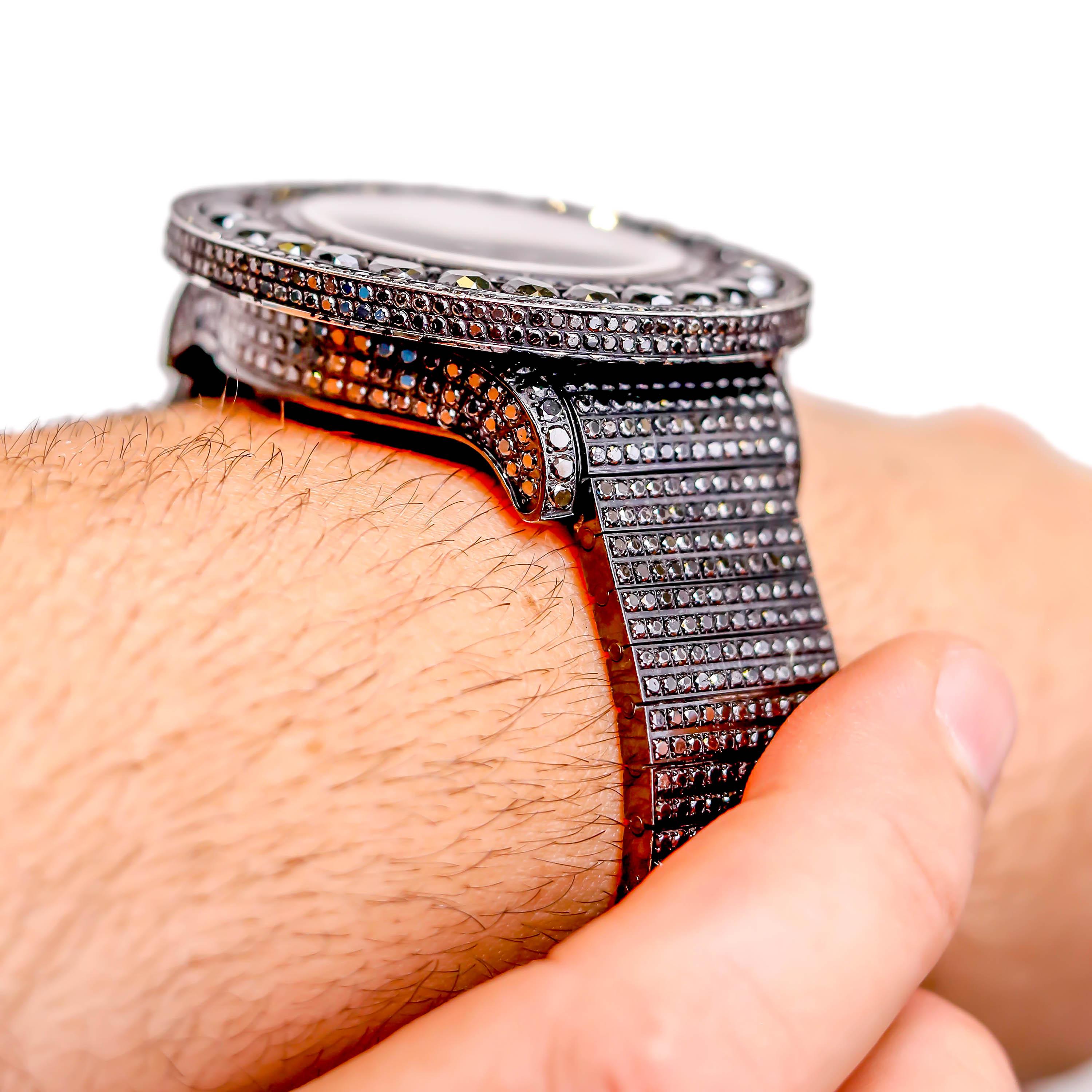 Edelstahl Custom 90 Karat Schwarzes Diamant-Zifferblatt Breitling Automatikuhr 4