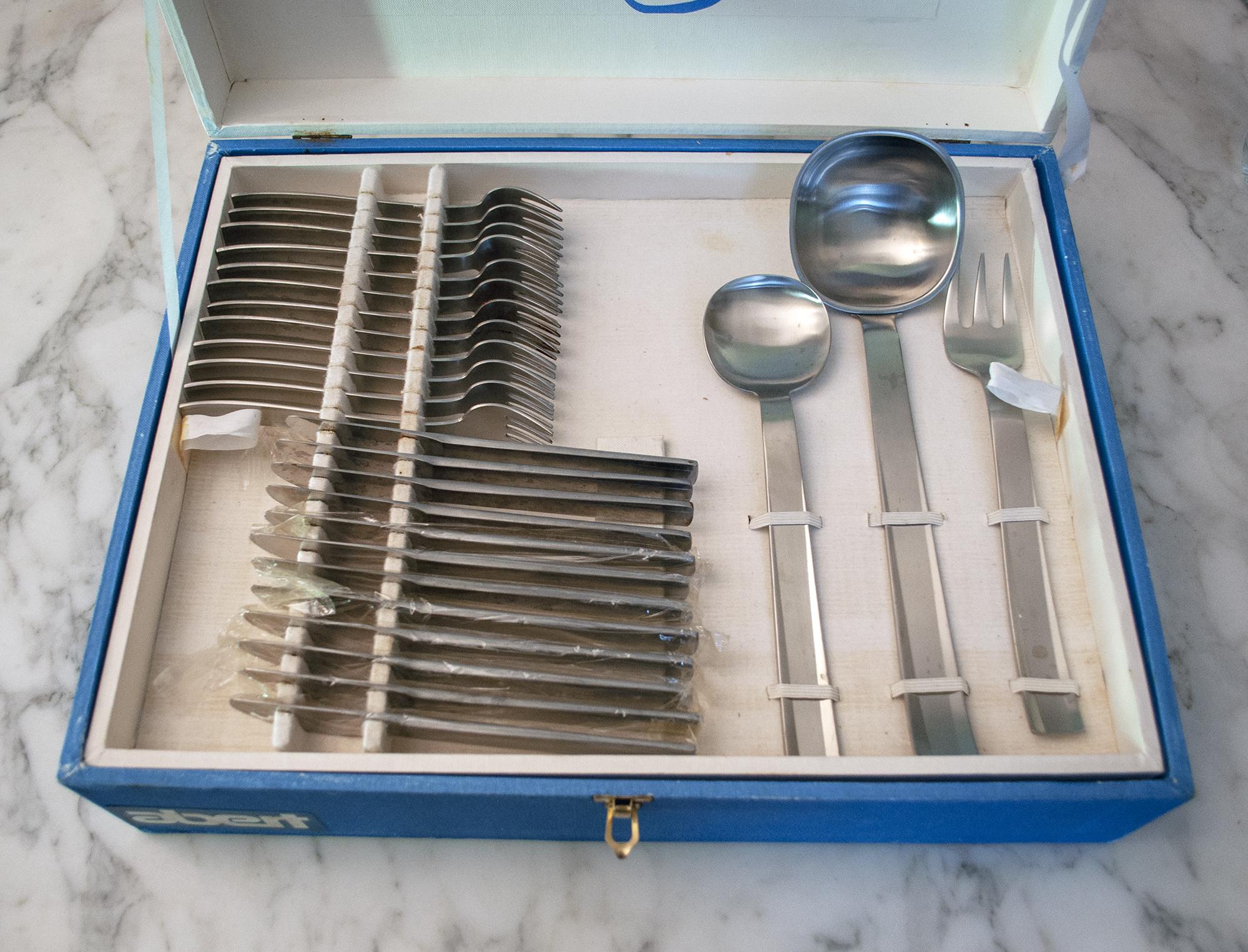 Besteckset aus Edelstahl von Abert, Italien, 1970er Jahre (Ende des 20. Jahrhunderts) im Angebot