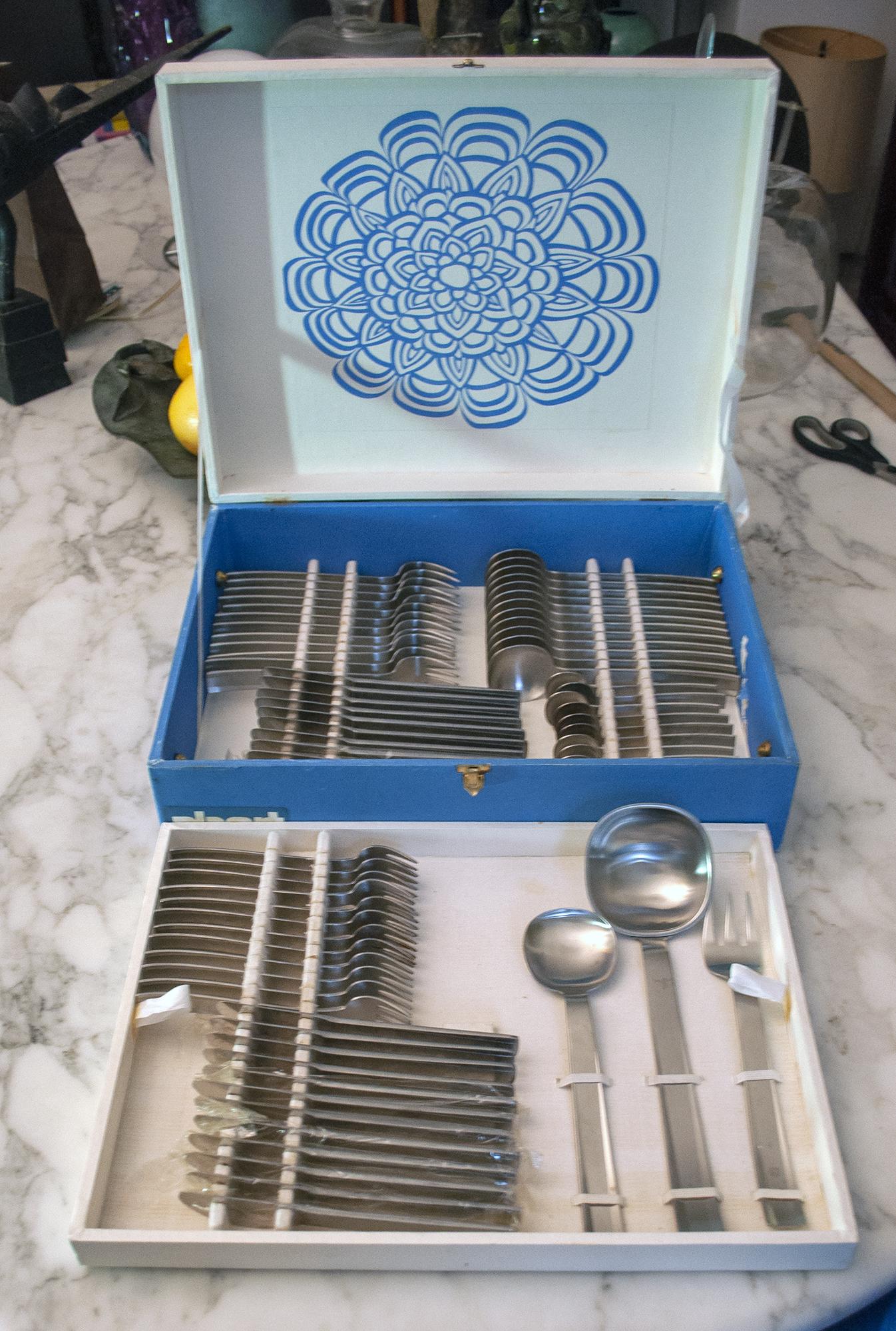Besteckset aus Edelstahl von Abert, Italien, 1970er Jahre im Angebot 1