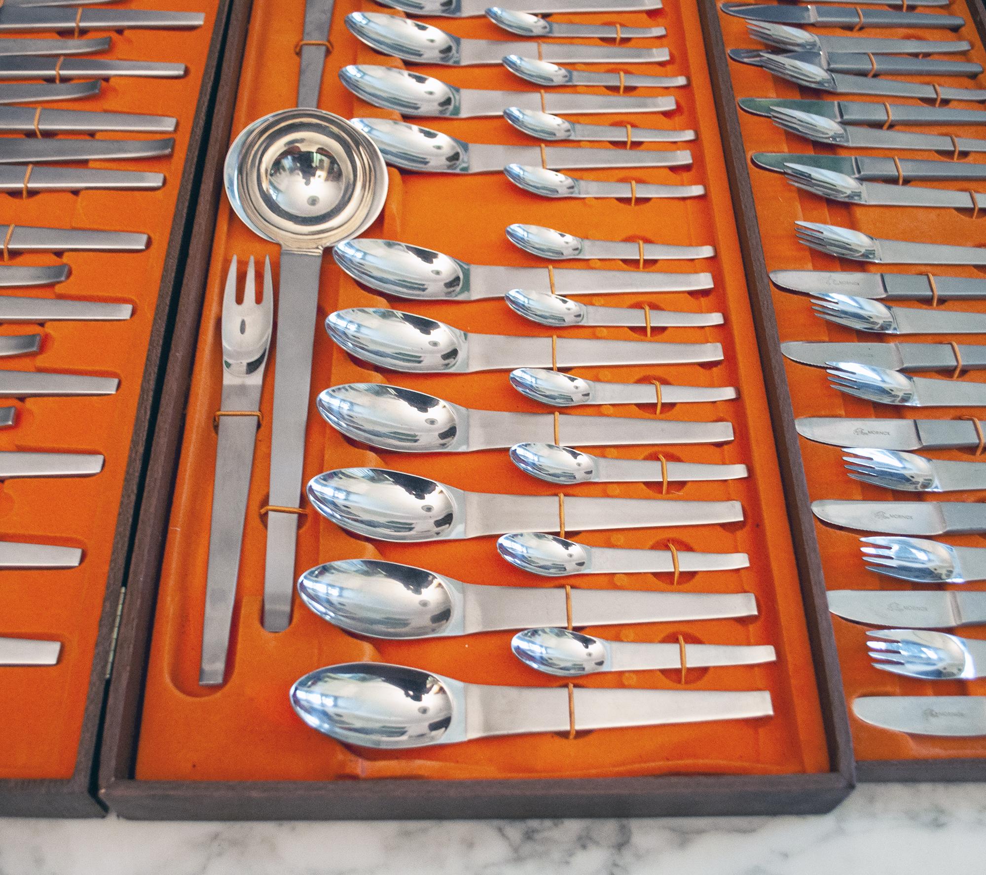 Mid-Century Modern Stainless Steel Cutlery Set by Carl Aubock for Morinox, 1950s