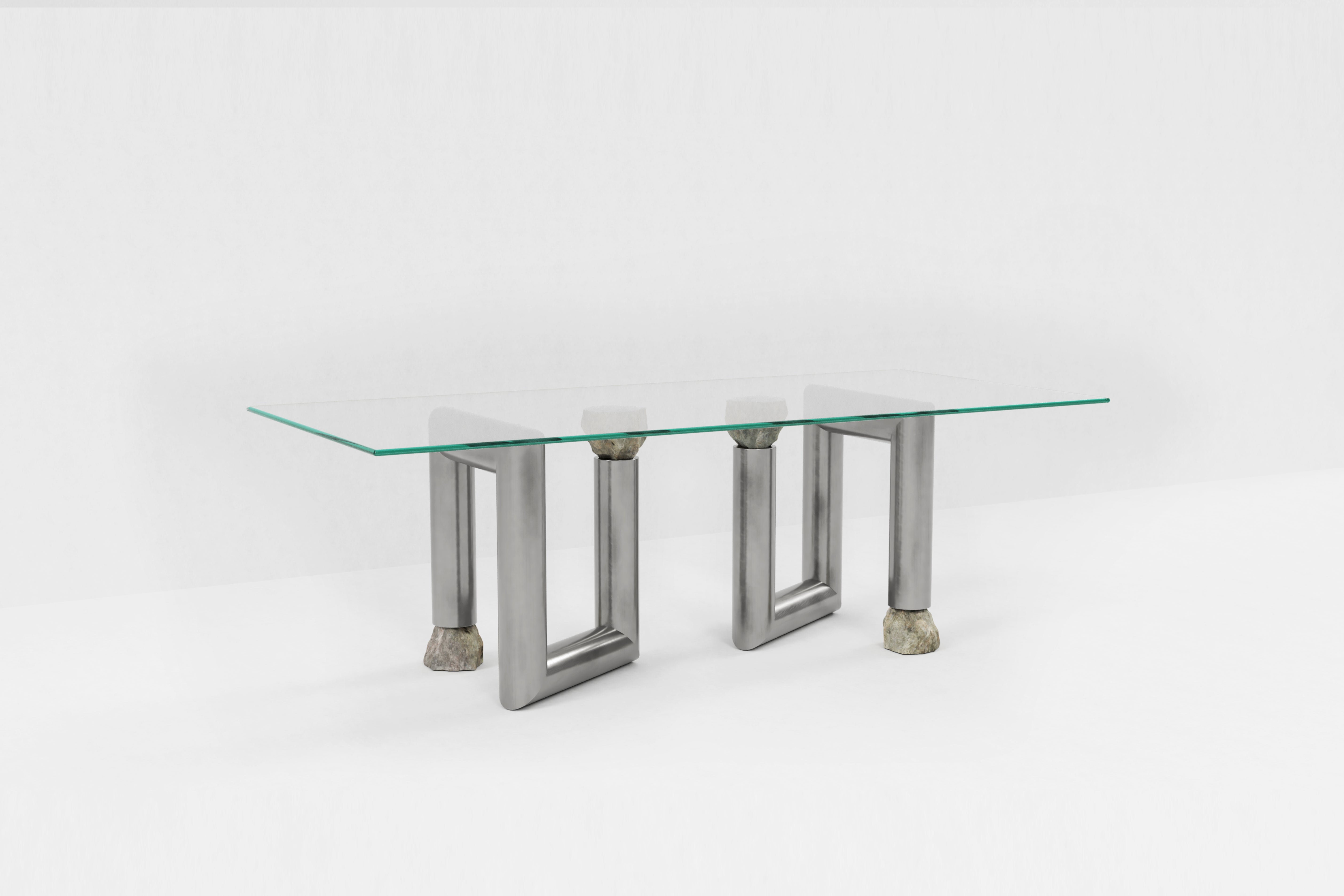Mesa de comedor de acero inoxidable by Batten and Kamp