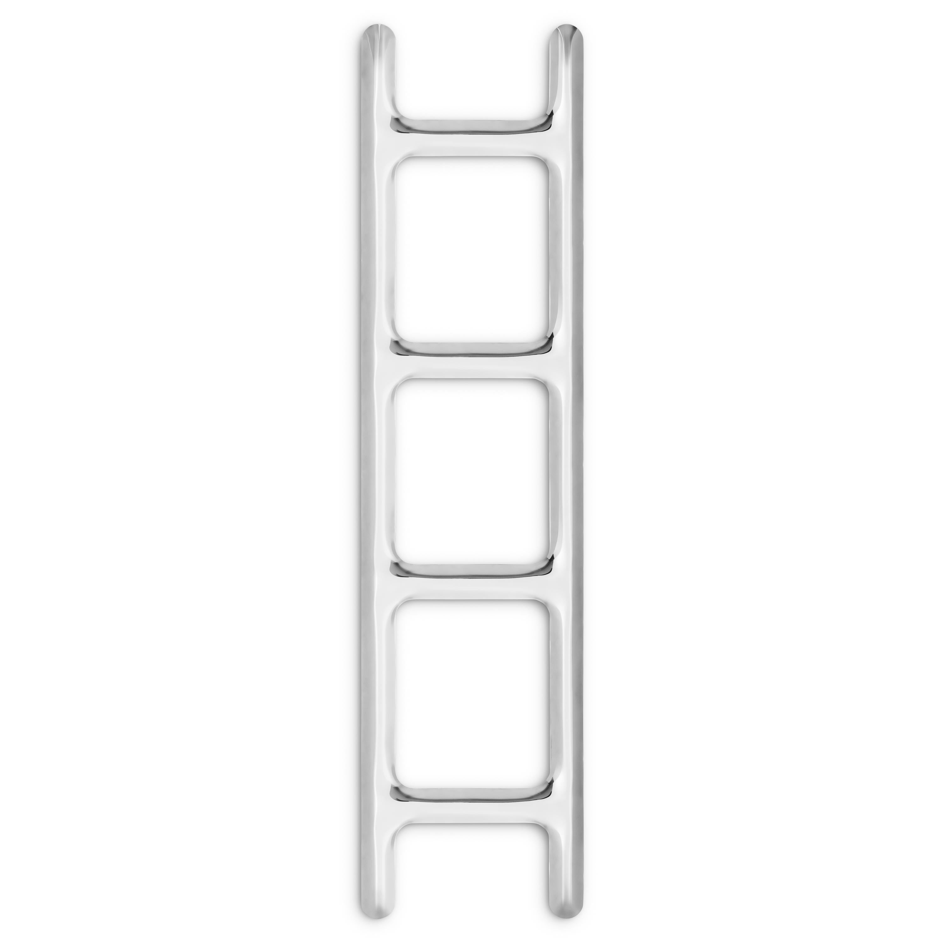 Appendino scultoreo in acciaio inox drab di Zieta
Dimensioni: L 46 x H 188 cm 
Materiale: acciaio inox
Finitura: Laccato. Colorazione termica. Lucido. 
Finiture disponibili: acciaio inox, acciaio al carbonio, oro fiammato, blu cosmico, smeraldo e