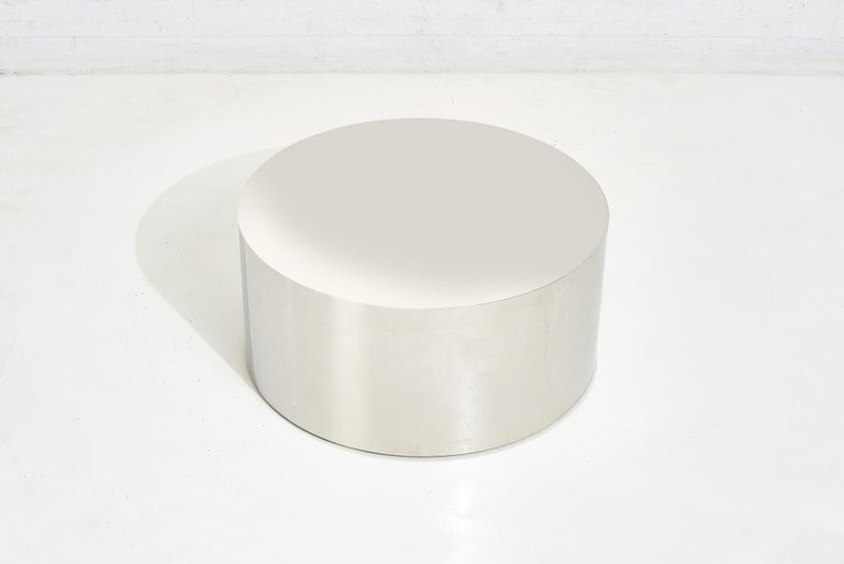 Stainless Steel Drum Coffee Table by Milo Baughman, 1980’s at 1stDibs