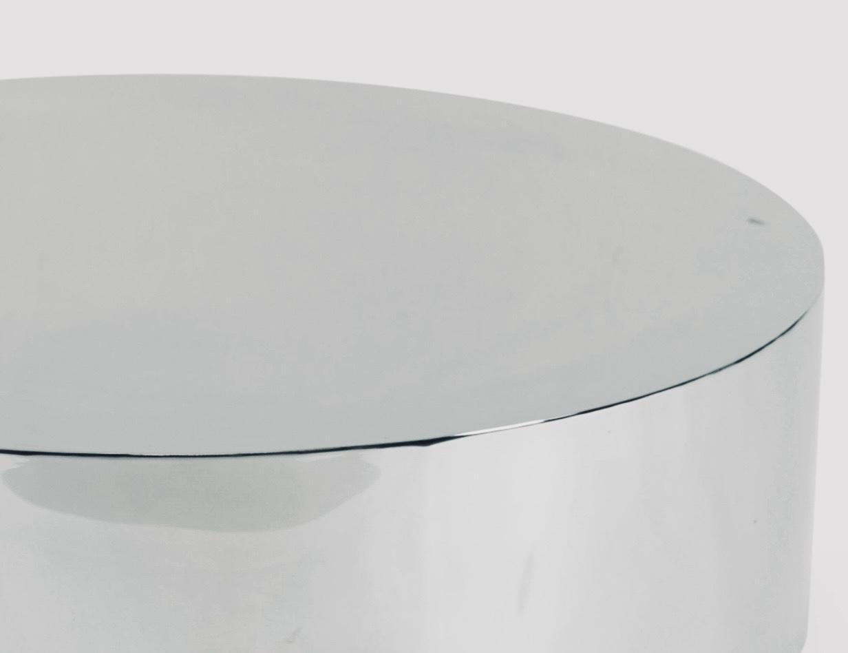 Modern Stainless Steel Drum Coffee Table by Milo Baughman, 1980’s