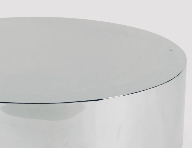 Stainless Steel Drum Coffee Table by Milo Baughman, 1980’s at 1stDibs