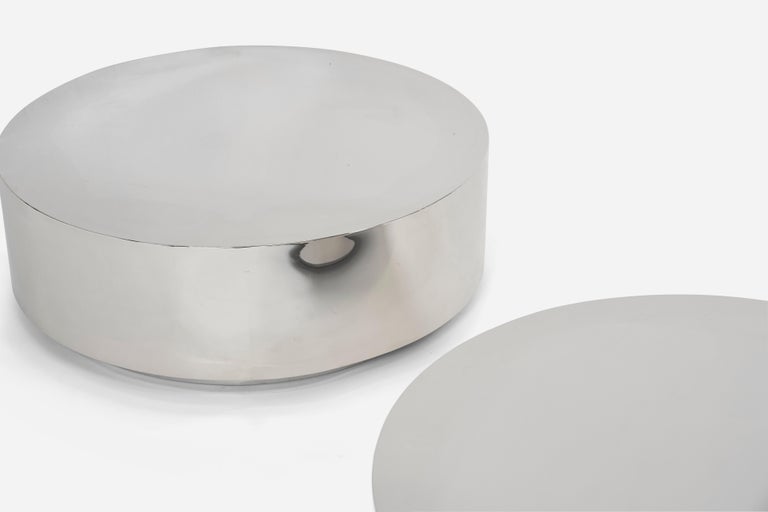 Stainless Steel Drum Coffee Tables by Milo Baughman For Sale at 1stDibs