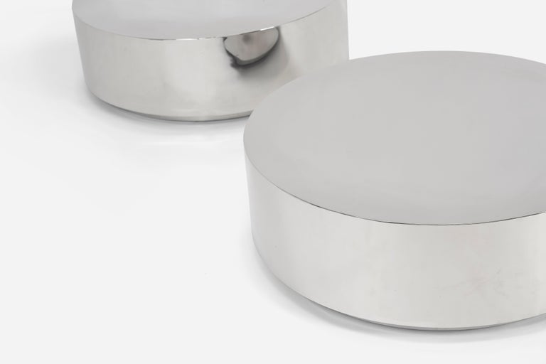 Stainless Steel Drum Coffee Tables by Milo Baughman at 1stDibs chrome