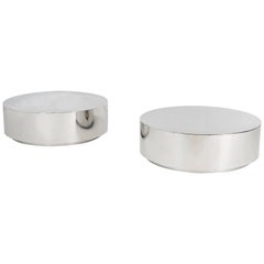 Stainless Steel Drum Coffee Tables by Milo Baughman