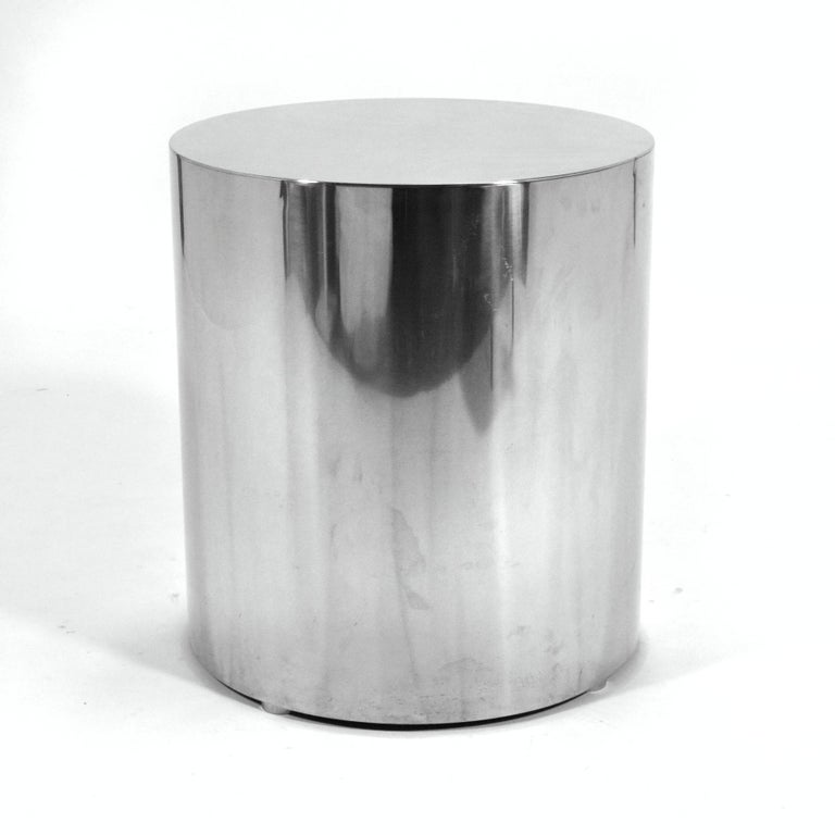 Stainless Steel Drum Table at 1stDibs