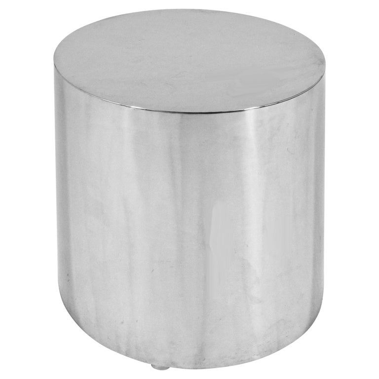 Stainless Steel Drum Table at 1stDibs