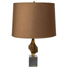 Lampada in acciaio inox e bronzo inciso att. Maison Charles - Francia anni '70