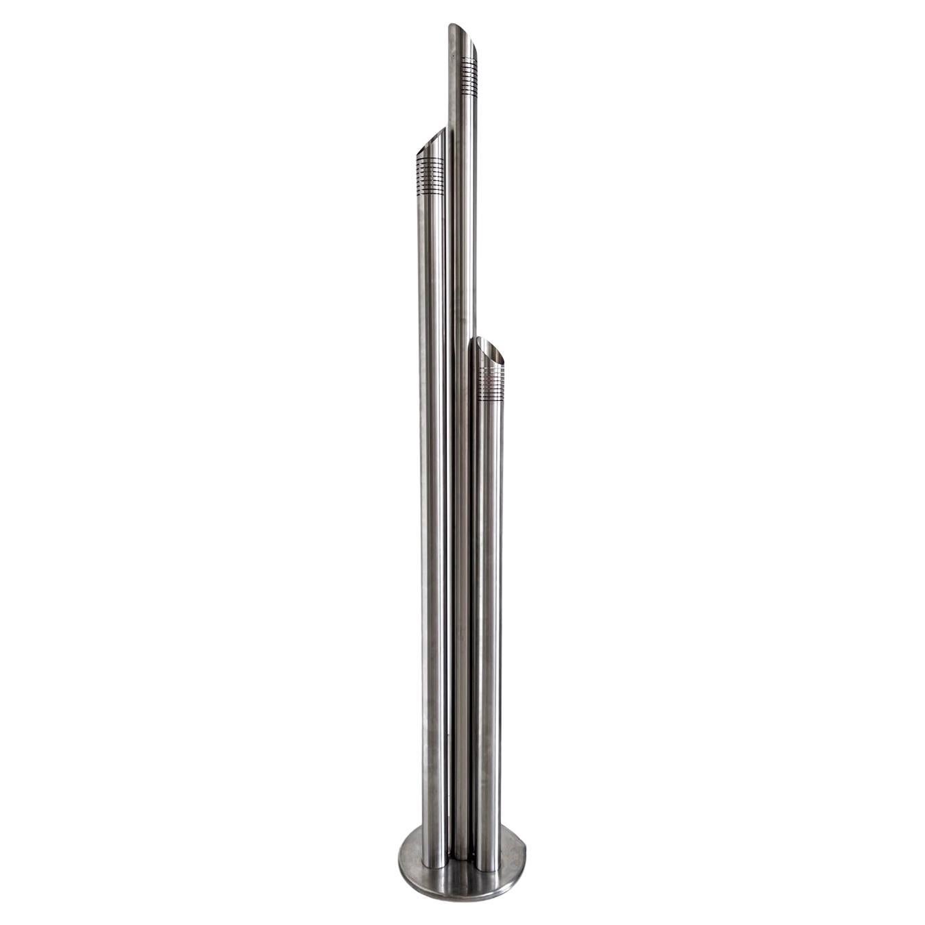 Stainless Steel Floor Lamp by Fontana for Reggiani, Italian Collectible Design