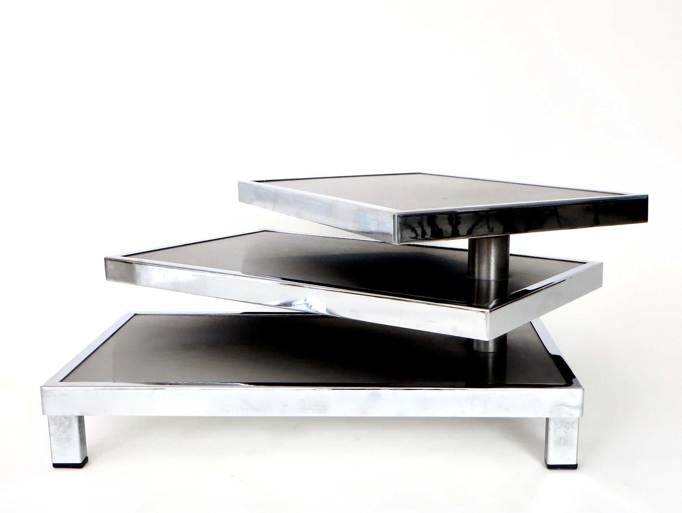Stainless Steel French Pivoting Side Table or Coffee Table by Mercier Brothers 6