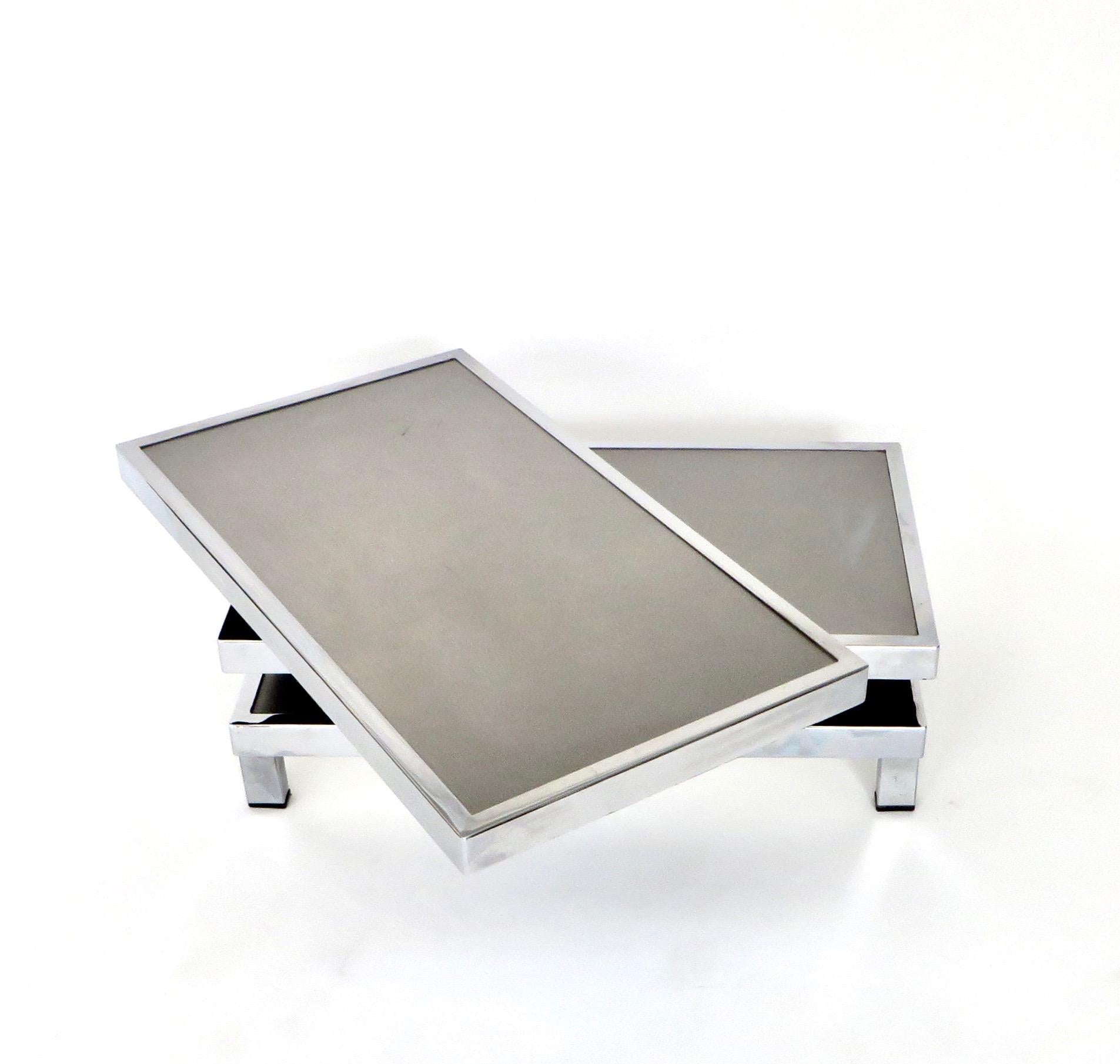 Stainless Steel French Pivoting Side Table or Coffee Table by Mercier Brothers 12