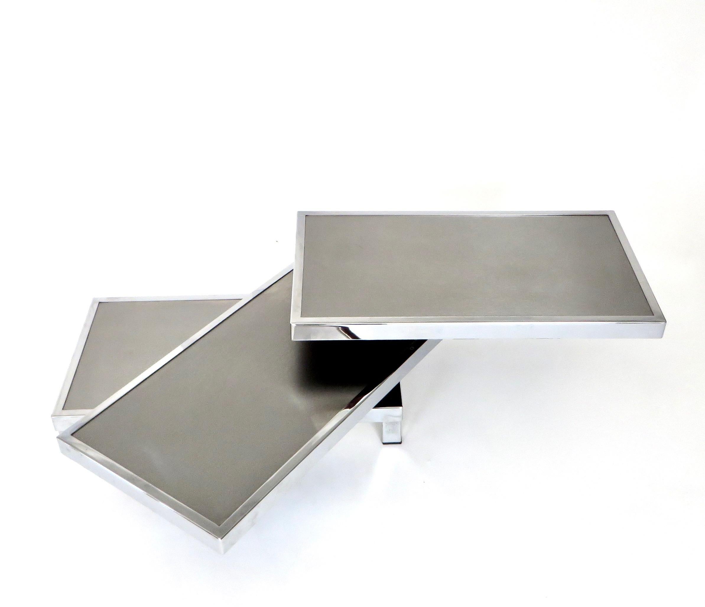 Stainless Steel French Pivoting Side Table or Coffee Table by Mercier Brothers 3