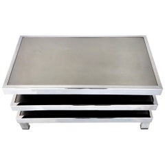 Stainless Steel French Pivoting Side Table or Coffee Table by Mercier Brothers