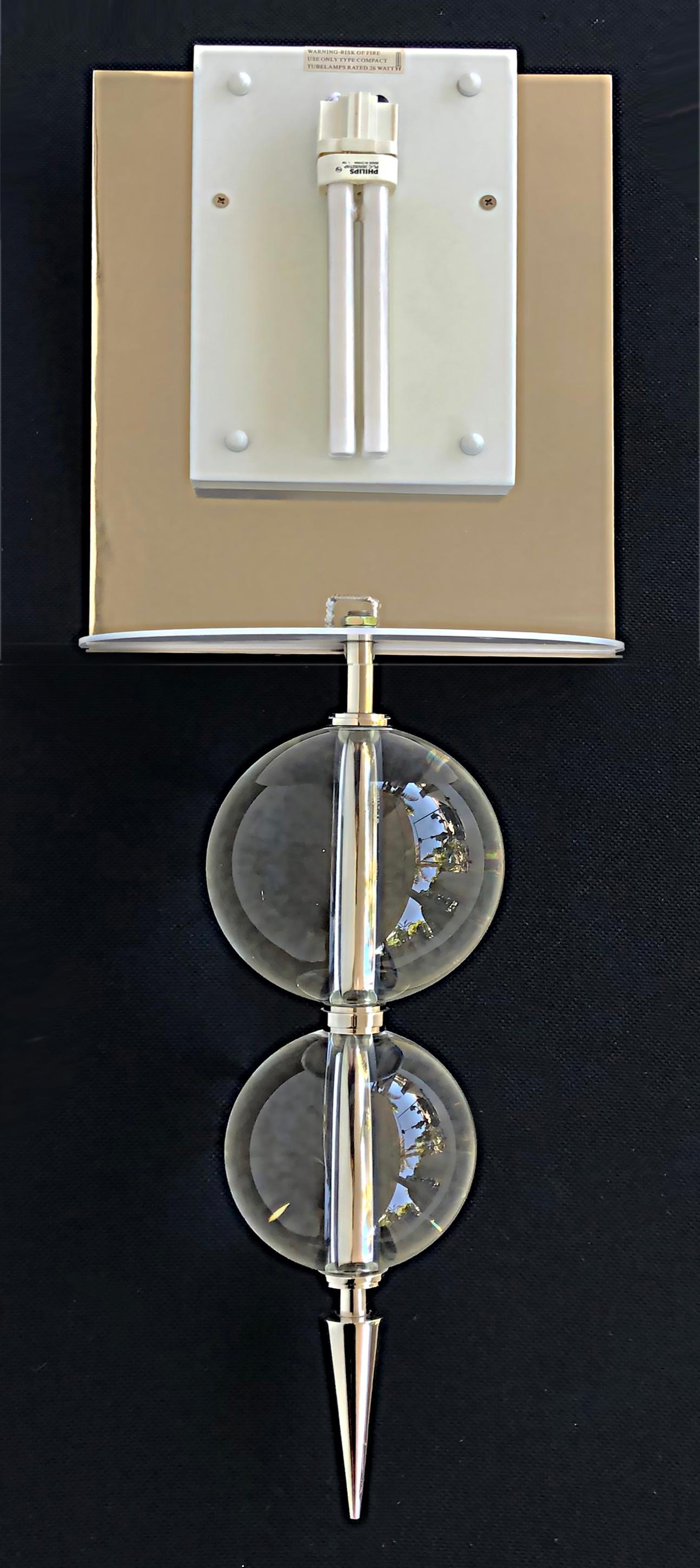 Stainless Steel Glass Ball Wall Sconces with Shades, Finials For Sale 5