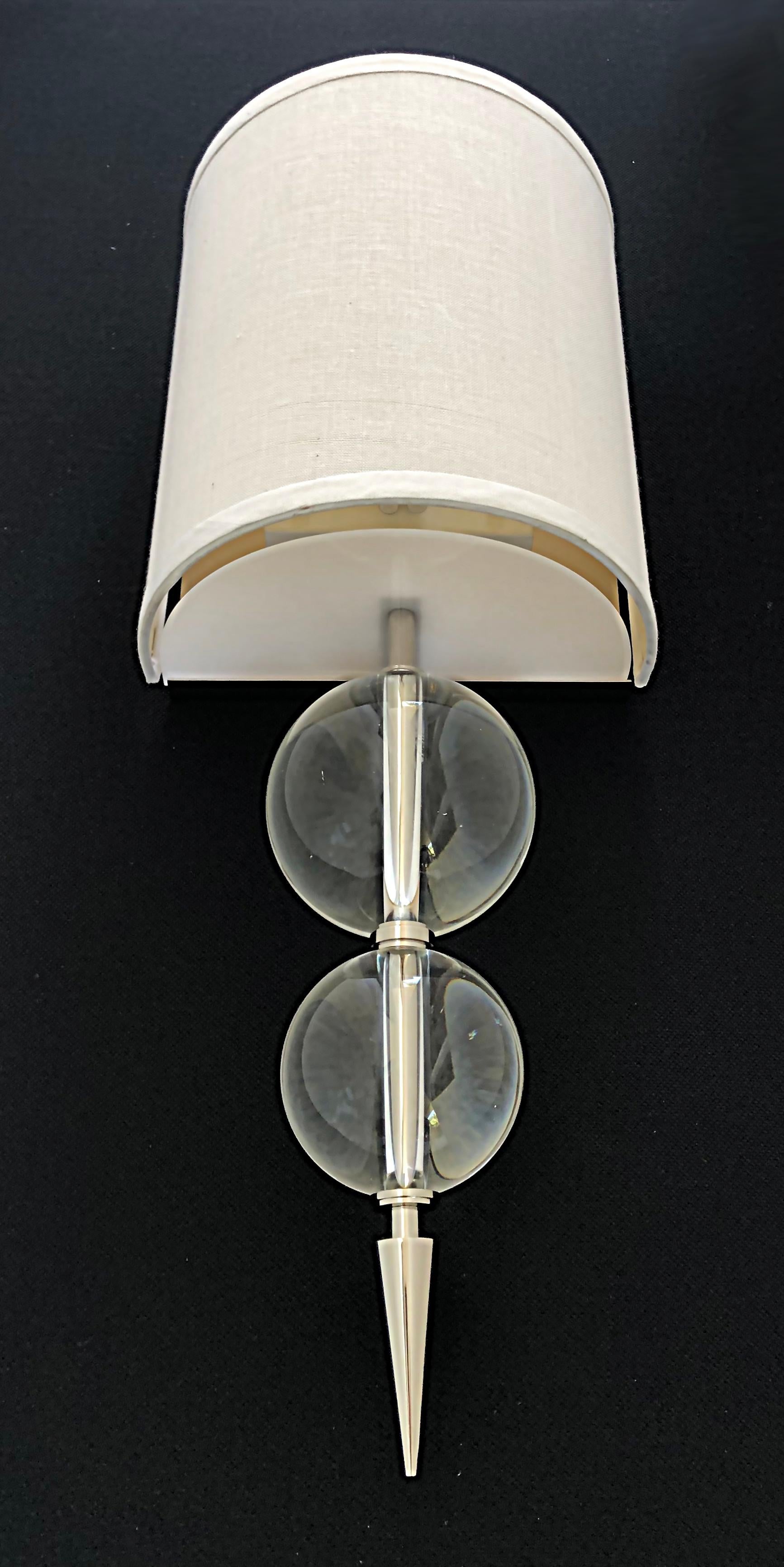 Stainless Steel Glass Ball Wall Sconces with Shades, Finials For Sale 1