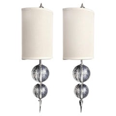 Stainless Steel Glass Ball Wall Sconces with Shades, Finials