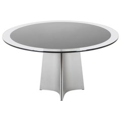 Stainless Steel Glass Top Center Table by Maison Jansen