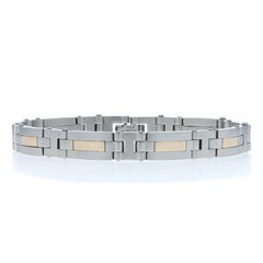 Pulsera de acero inoxidable y eslabones de oro para hombre 8 1/2" 14k