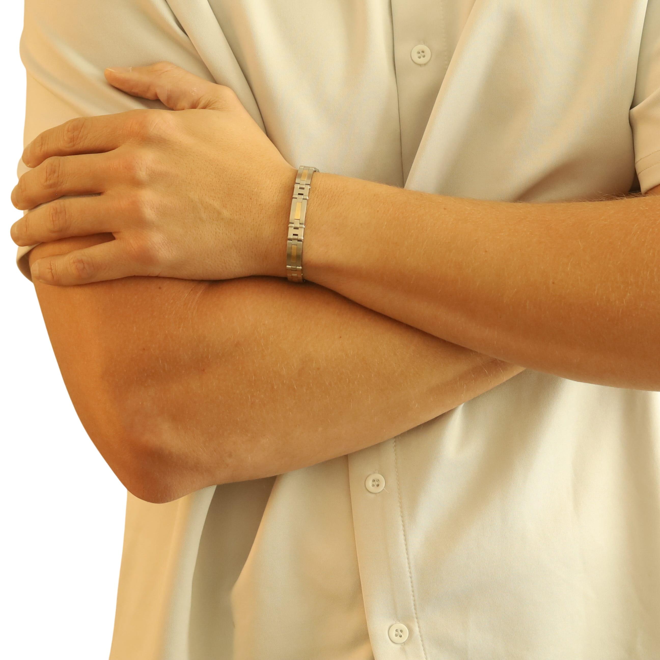 Bracciale da uomo in acciaio inossidabile e oro a maglie 8 1/2