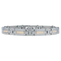 Bracciale da uomo in acciaio inossidabile e oro a maglie 8 1/2" 14k